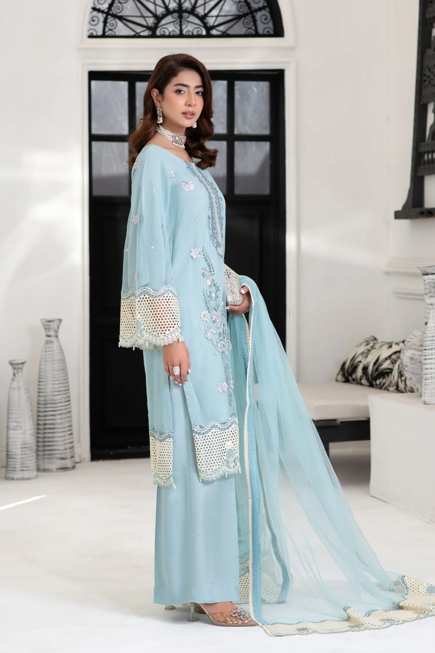 Motif Bareeze Net Embroidered Suit-014 - Image 2