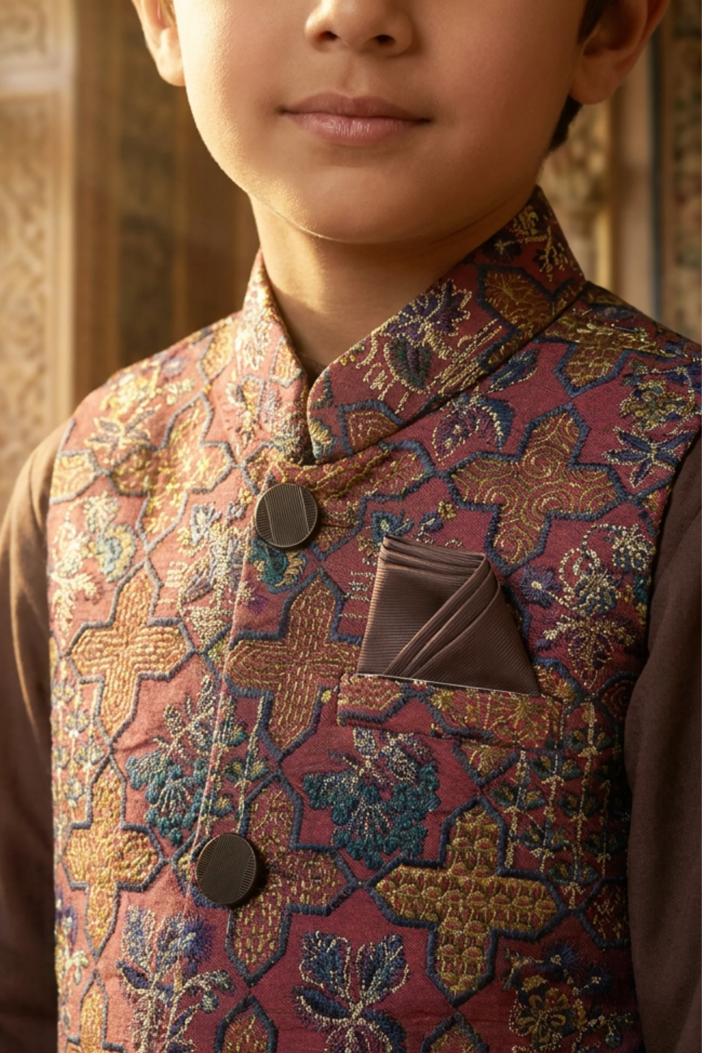 Motif Boys Waistcoat Suit-3642 - Image 2
