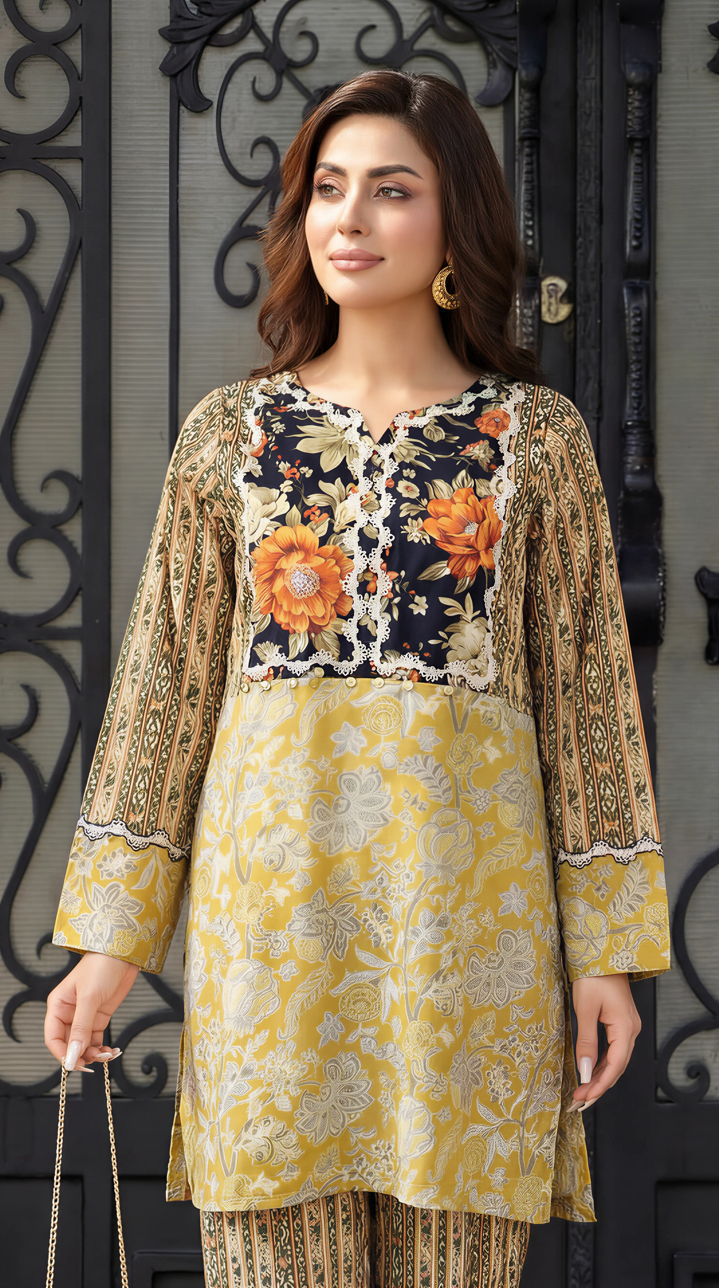 Motif Cambric Embroidered Co-Ord Set-005 - Image 2