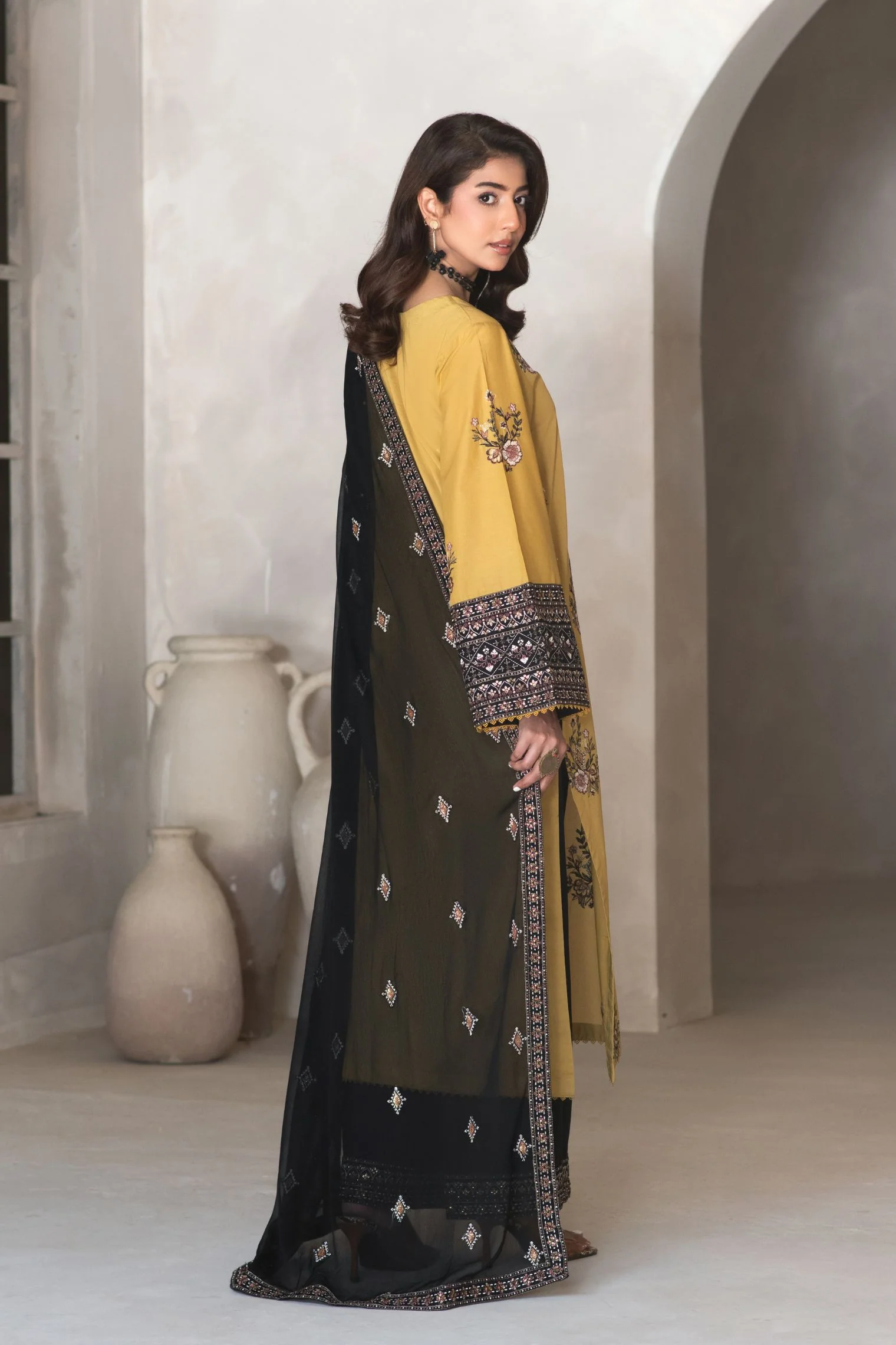 Motif Cambric Embroidered Suit-007 - Image 2
