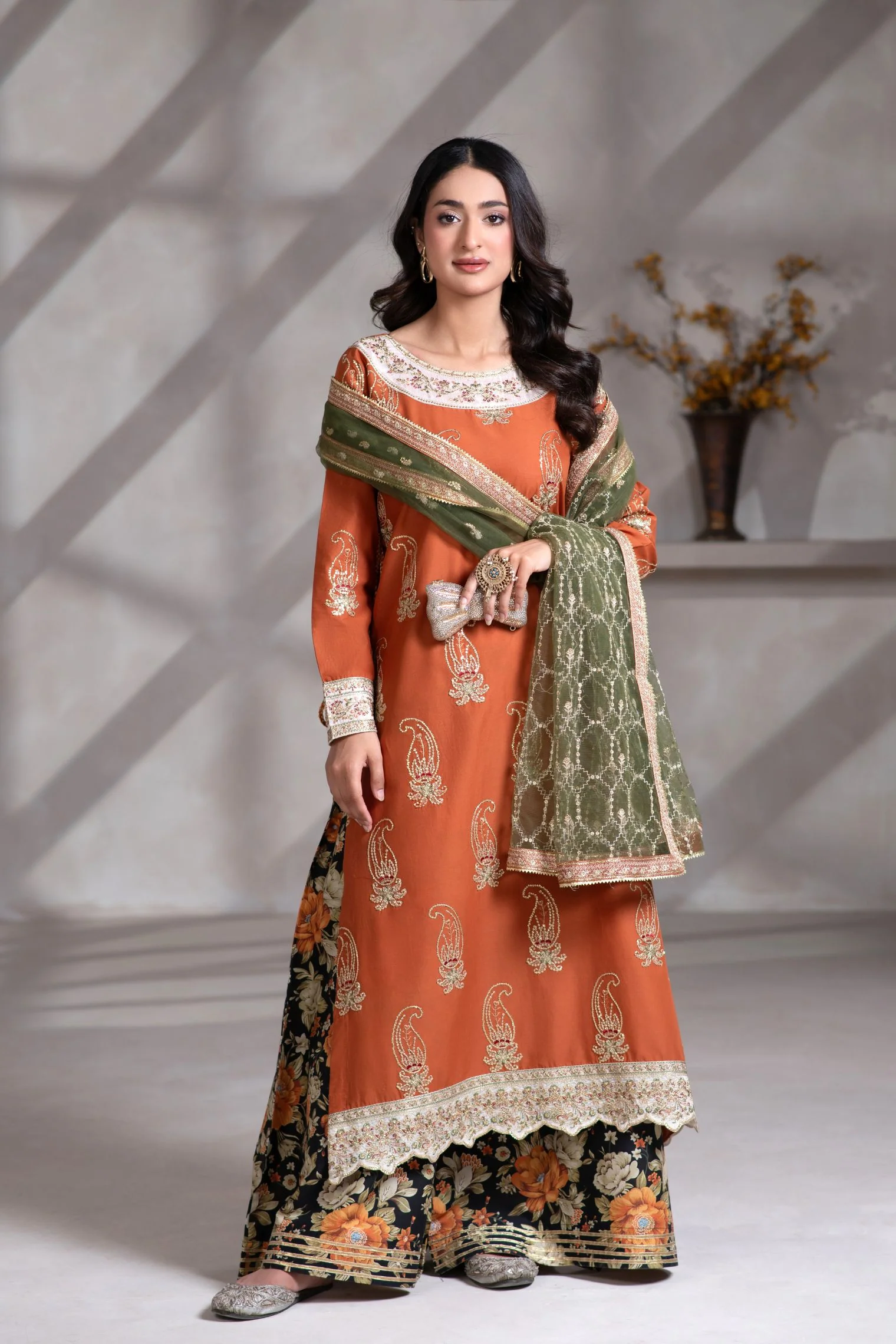 Motif Cambric Embroidered Suit-013 - Image 4