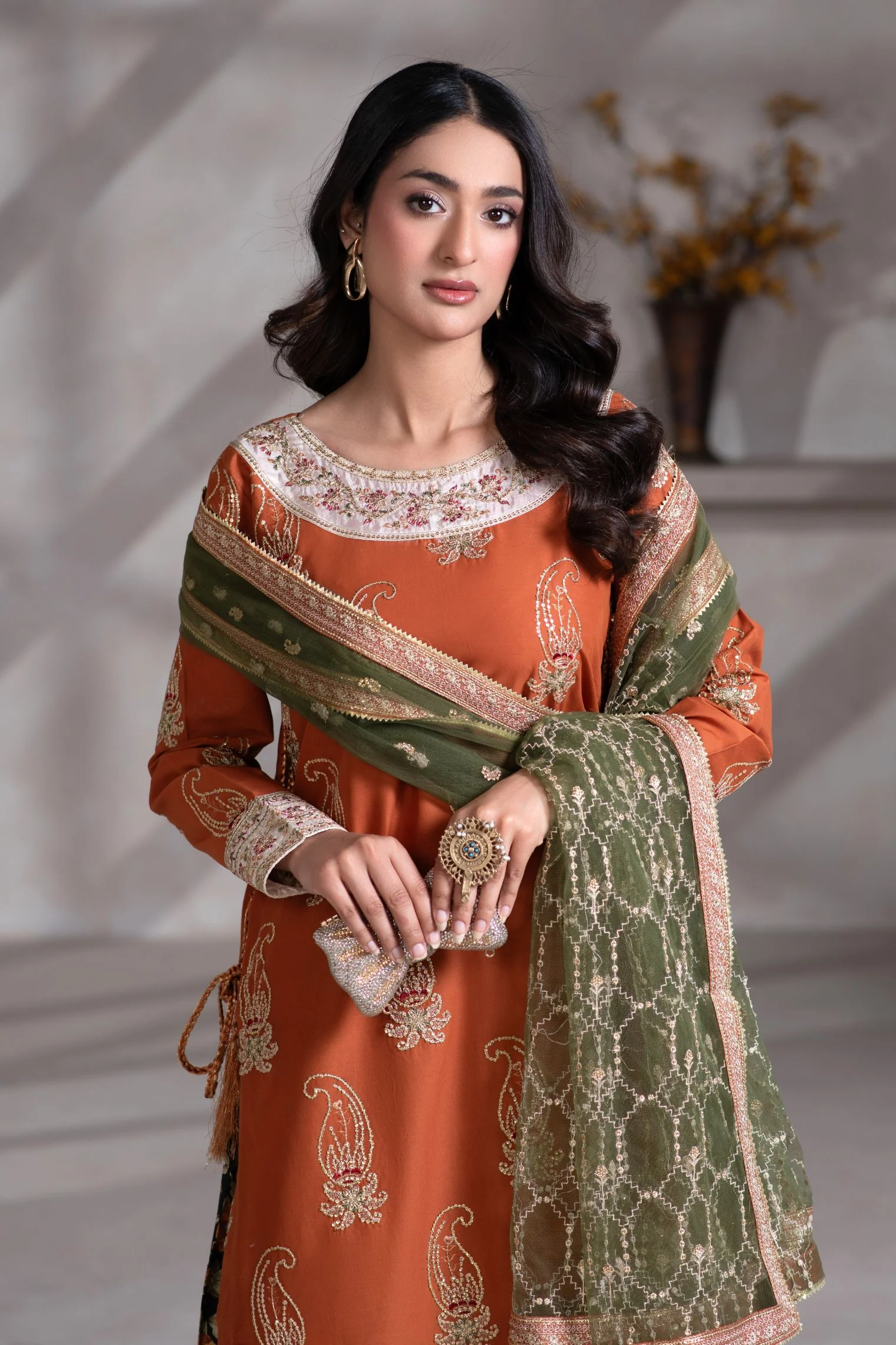 Motif Cambric Embroidered Suit-013 - Image 6