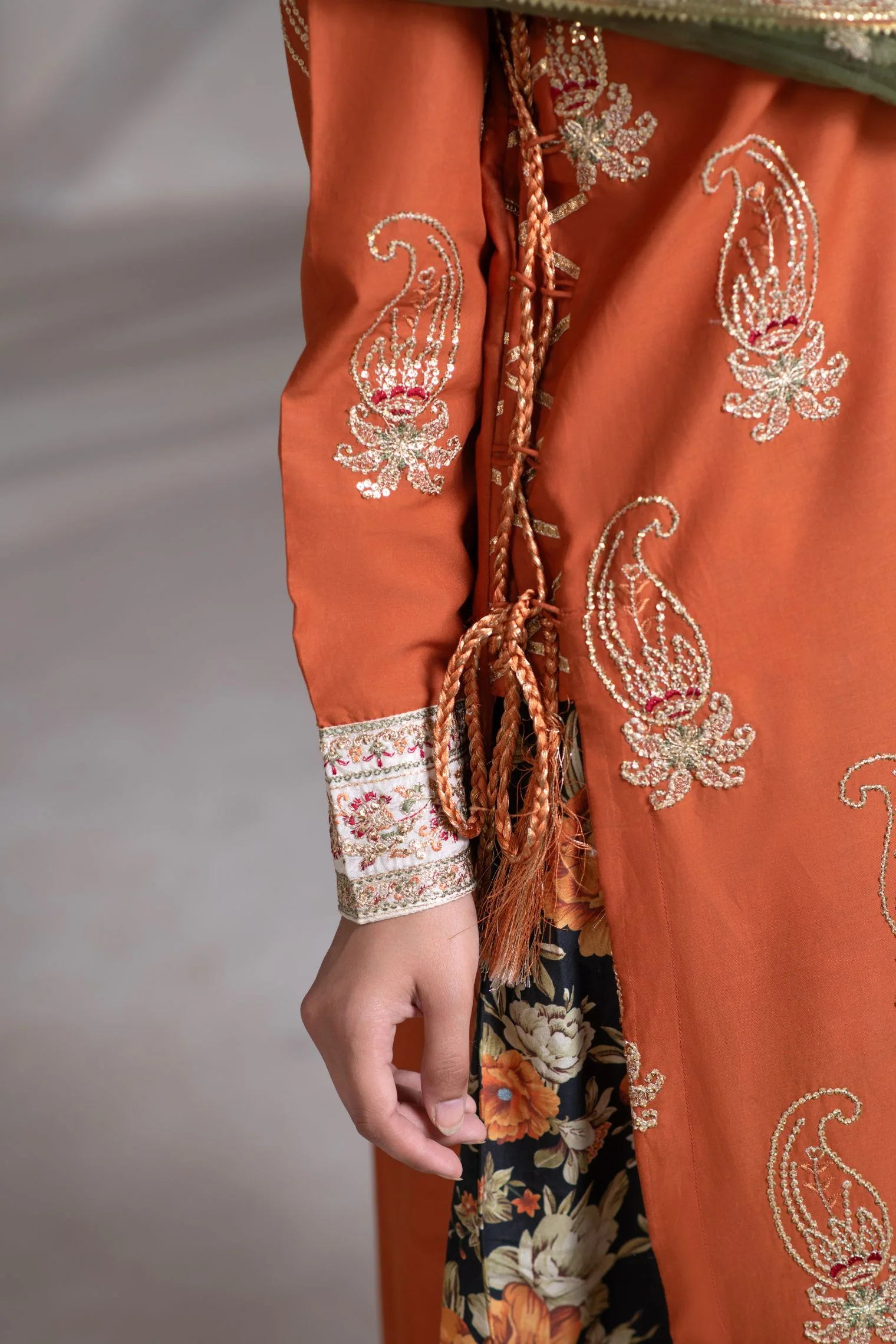 Motif Cambric Embroidered Suit-013 - Image 7