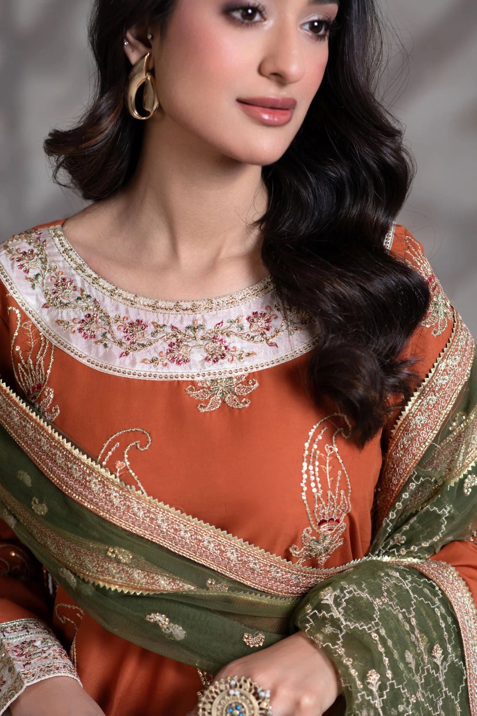 Motif Cambric Embroidered Suit-013 - Image 8