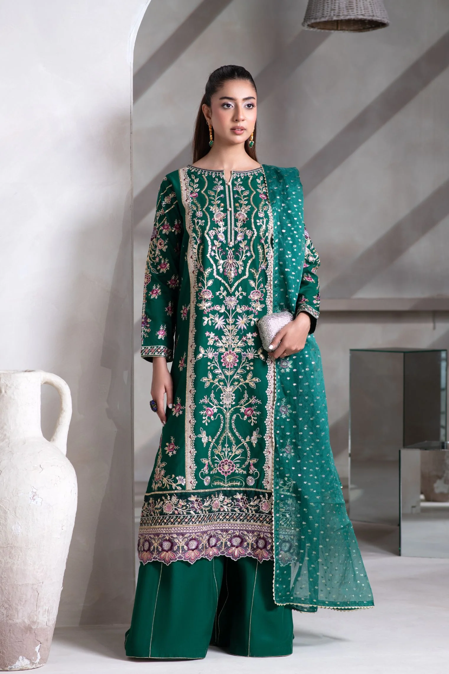 Motif Cambric Embroidered Suit-019