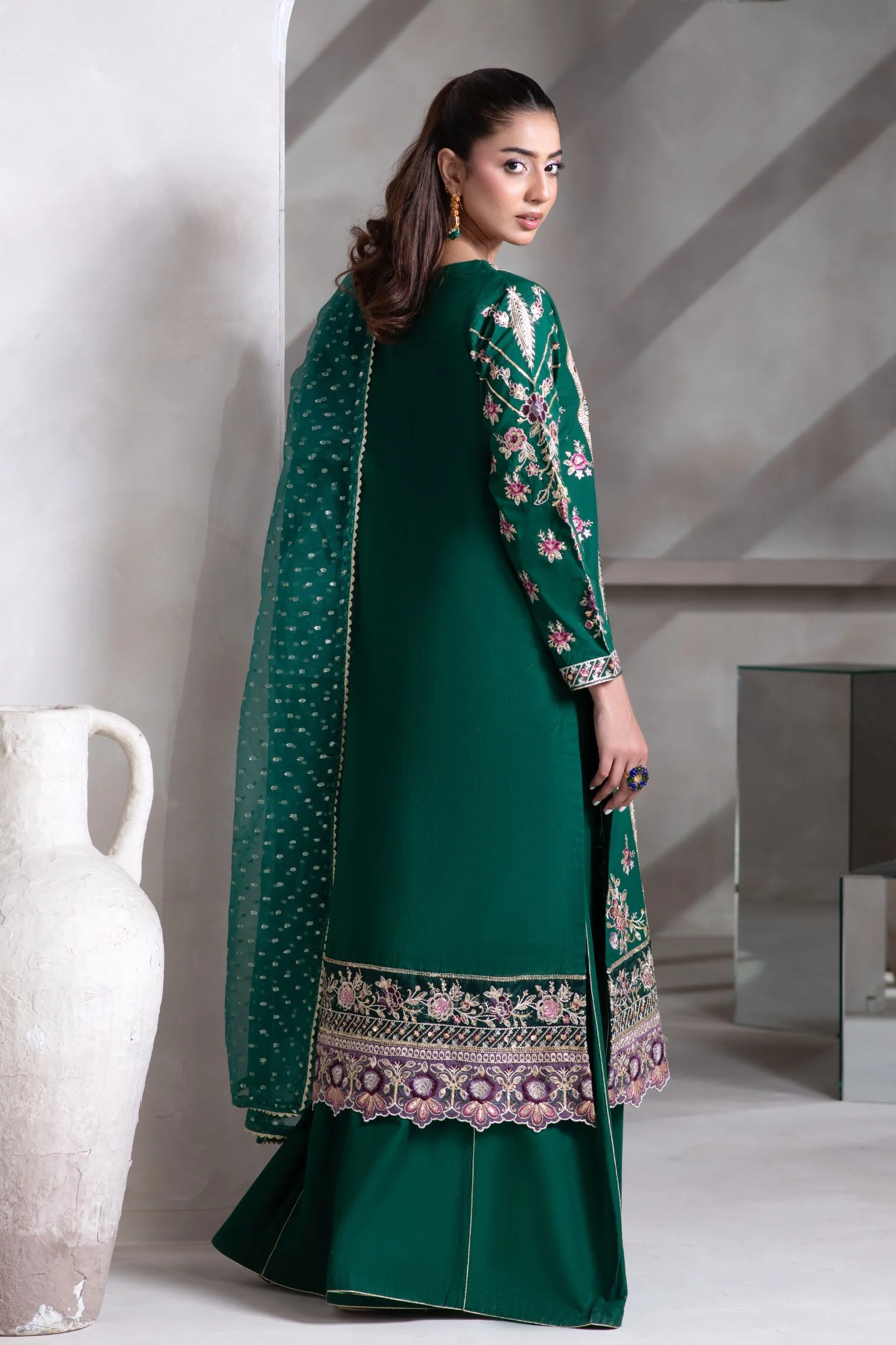 Motif Cambric Embroidered Suit-019 - Image 3