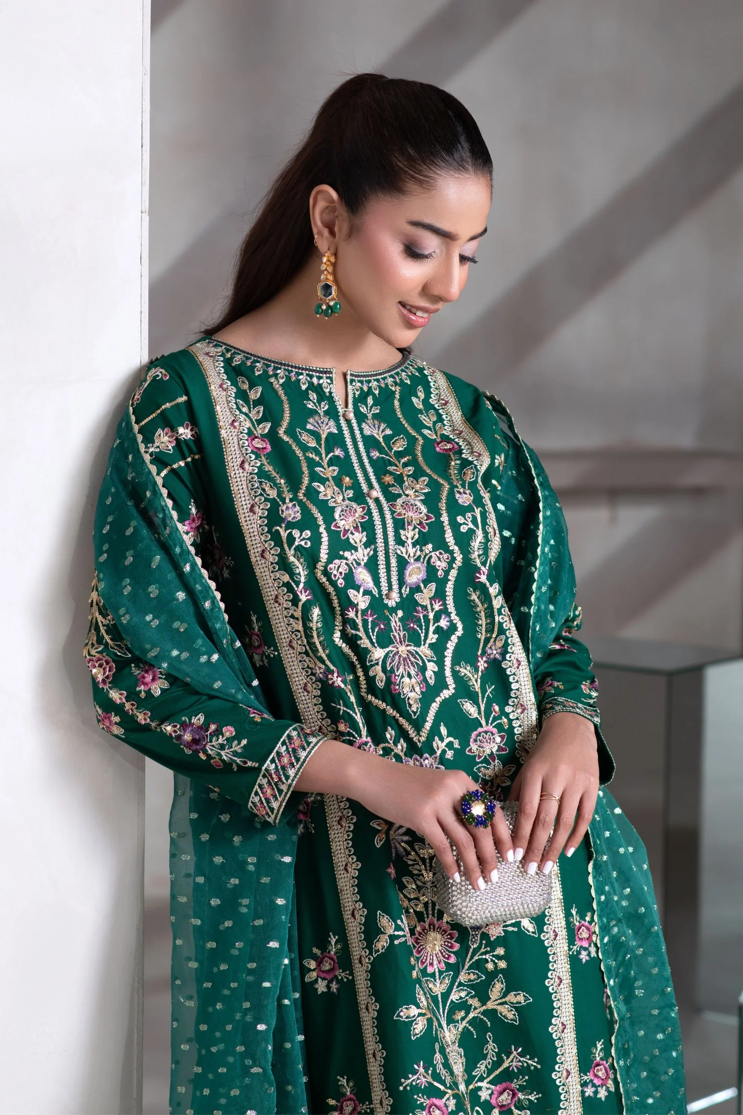 Motif Cambric Embroidered Suit-019 - Image 4