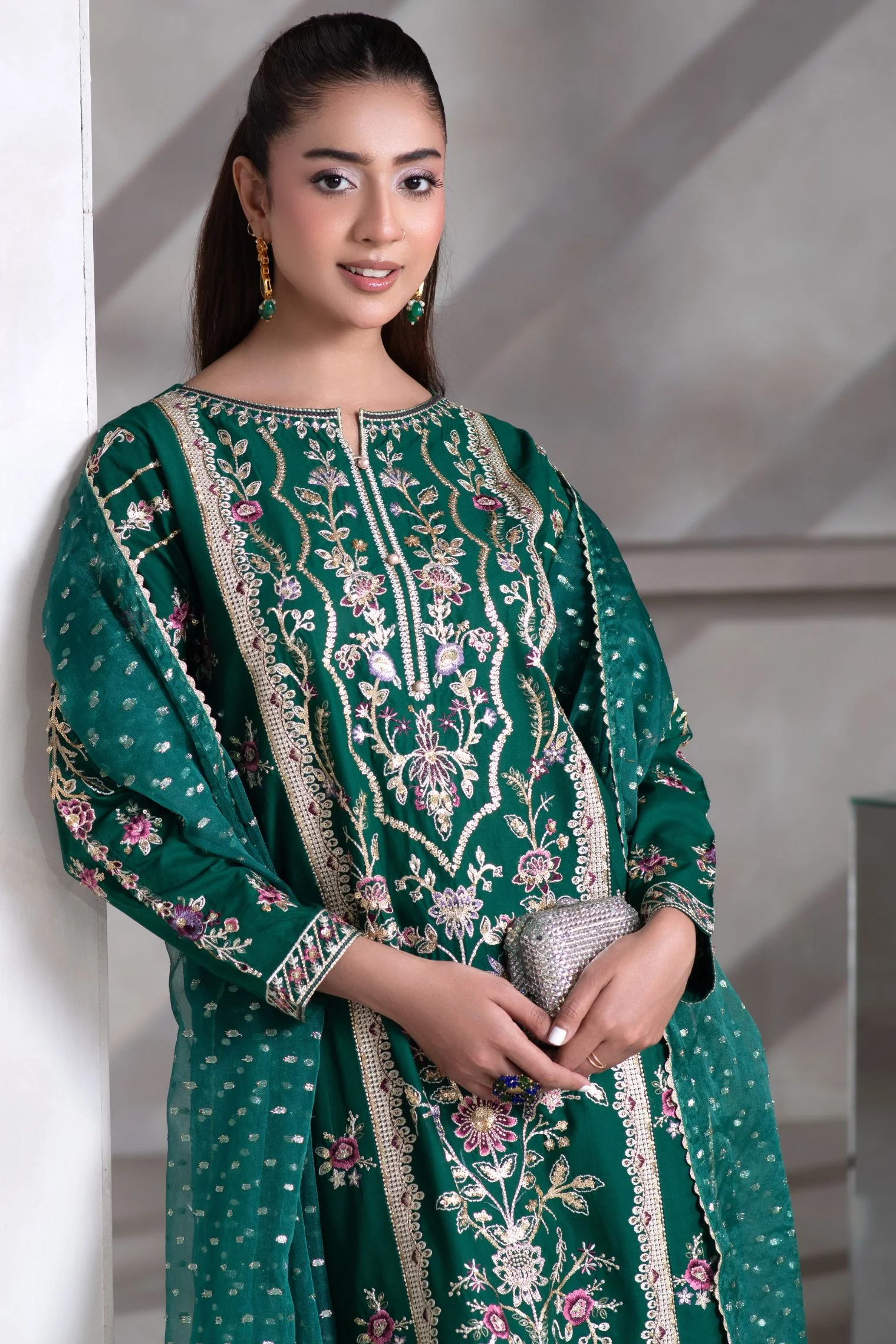 Motif Cambric Embroidered Suit-019 - Image 5