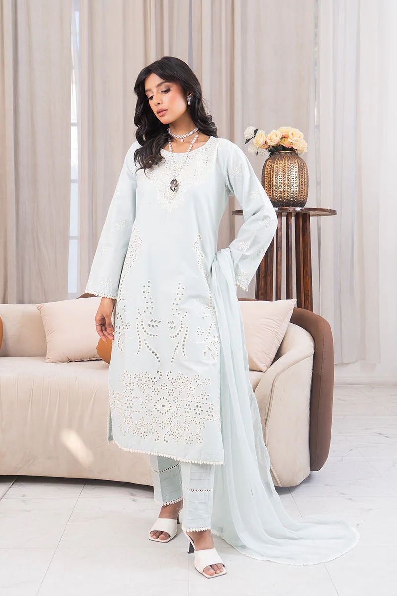 Motif Cambric Embroidered Suit-3787 - Image 7