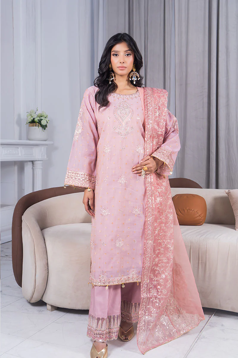 Motif Cambric Embroidered Suit-3810