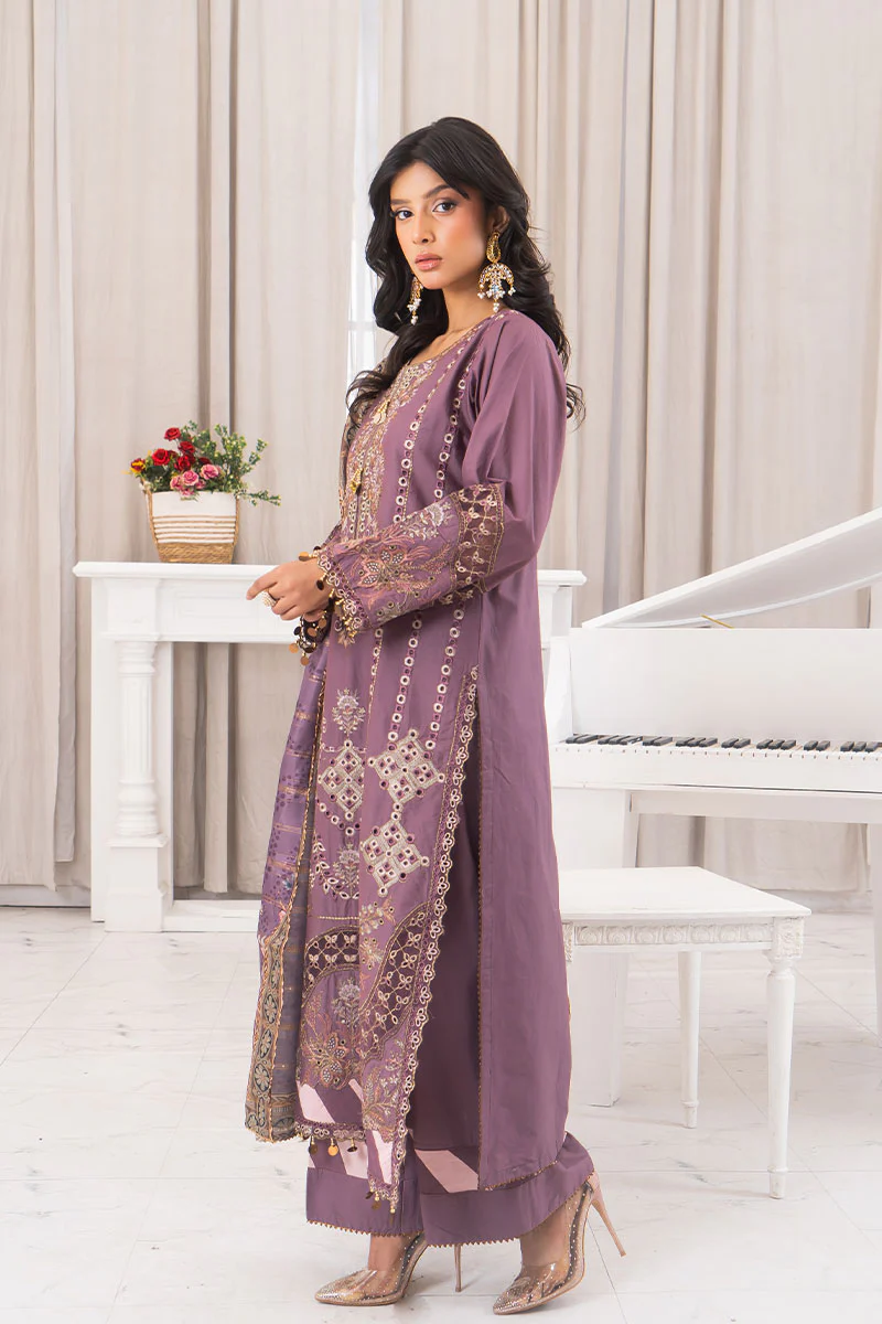 Motif Cambric Embroidered Suit-3823 - Image 8