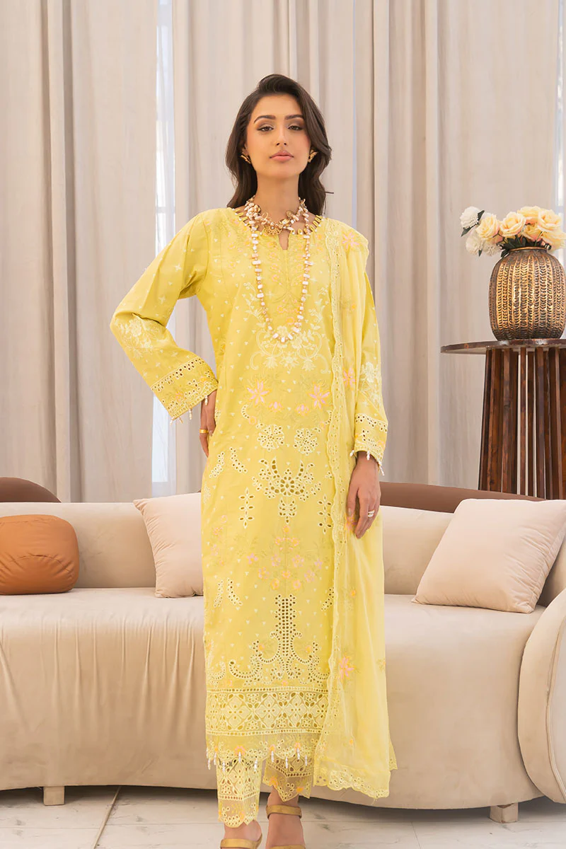 Motif Cambric Embroidered Suit-3865 - Image 2
