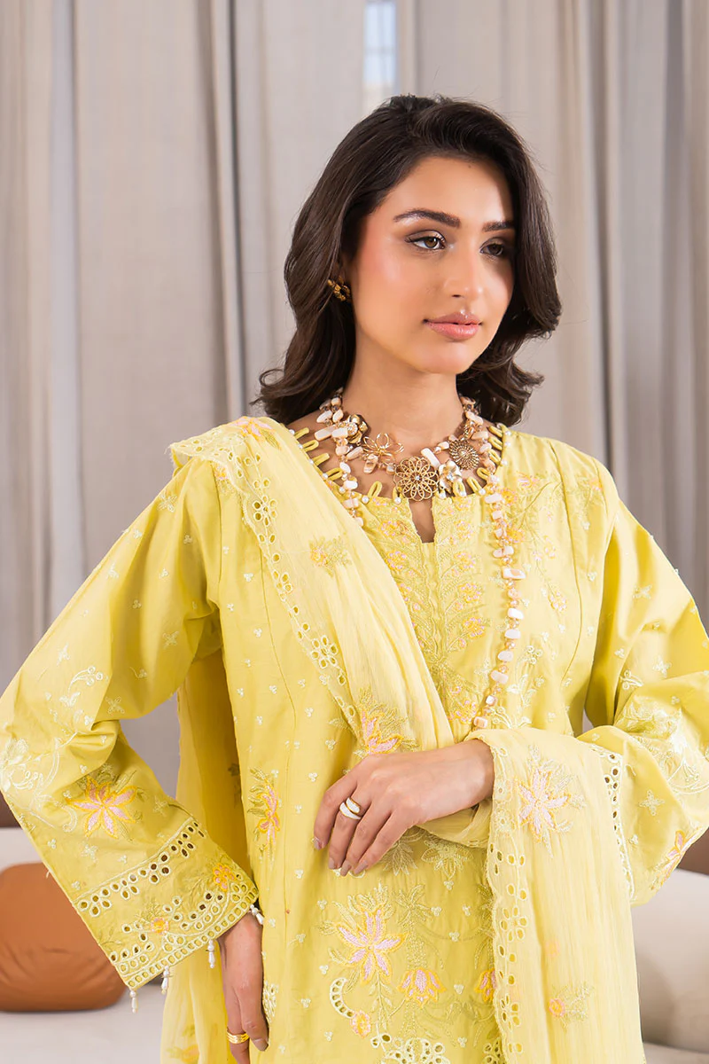 Motif Cambric Embroidered Suit-3865 - Image 4