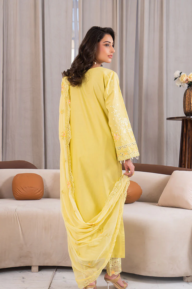Motif Cambric Embroidered Suit-3865 - Image 9