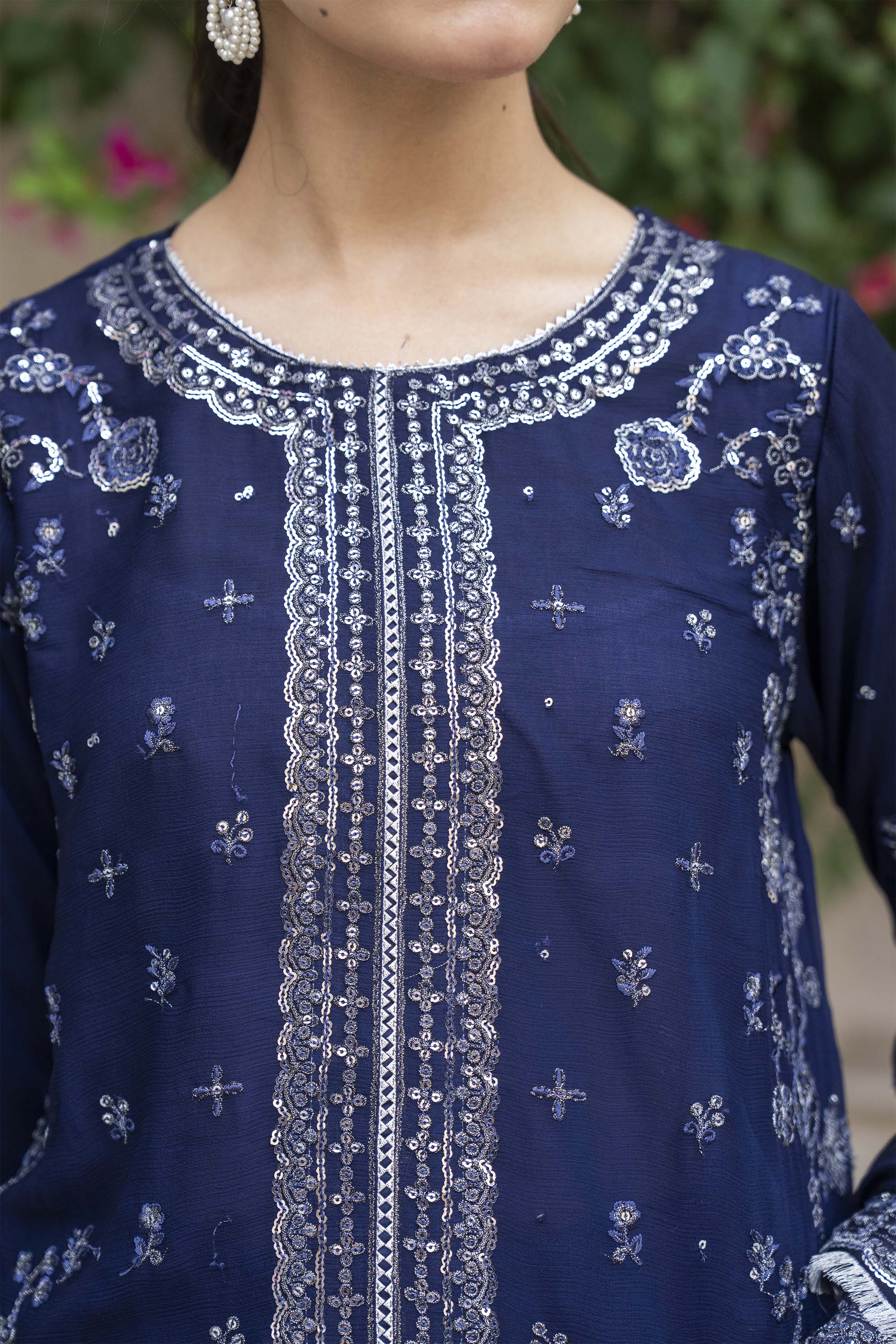 Motif Chiffon Embroidered Suit-015 - Image 2