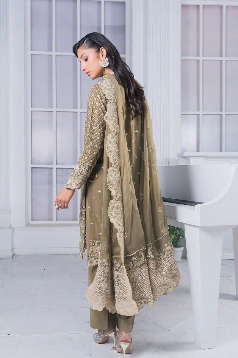 Motif Chiffon Embroidered Suit-019 - Image 2