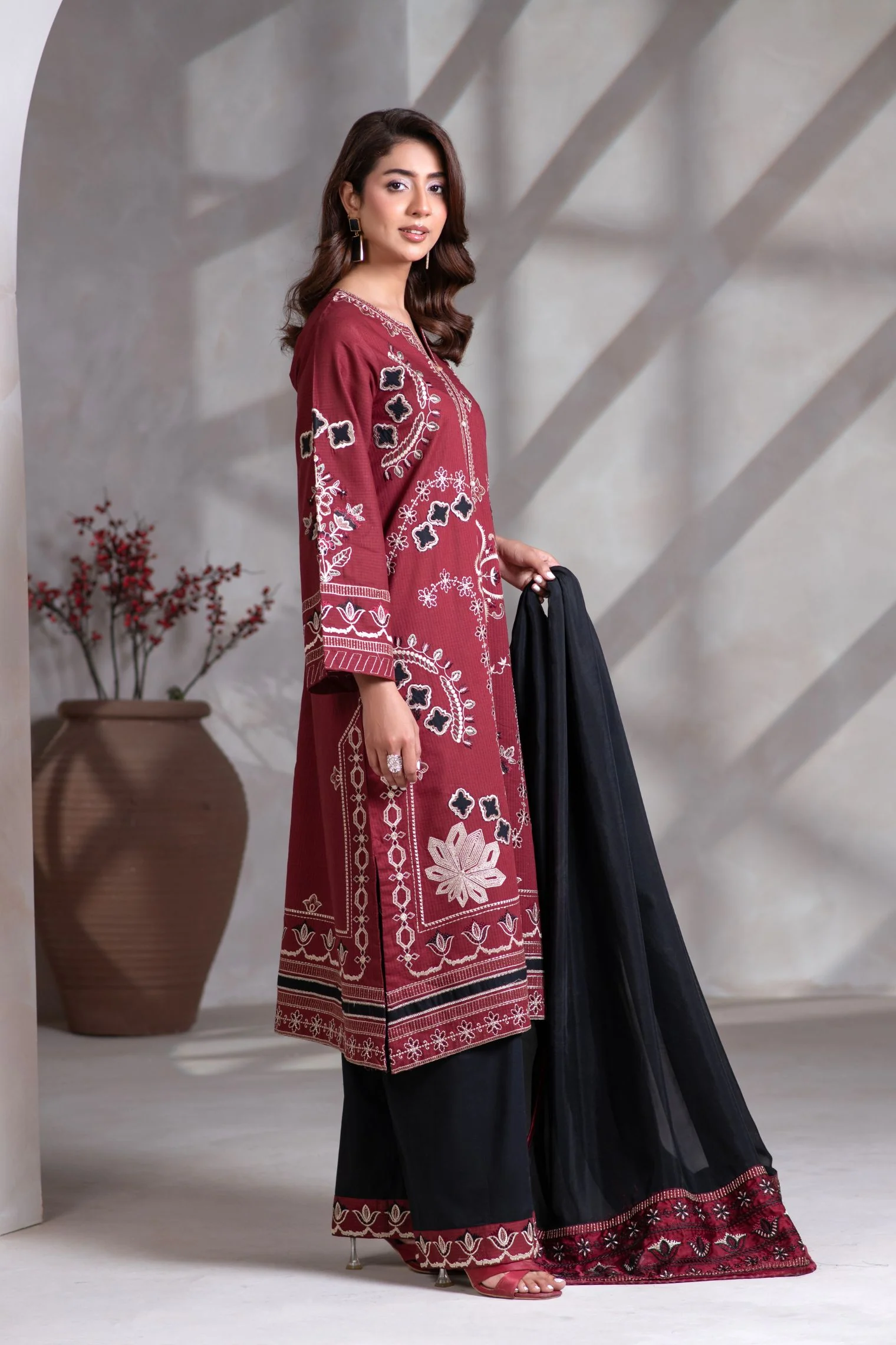 Motif Cotton Embroidered Suit-244 - Image 2