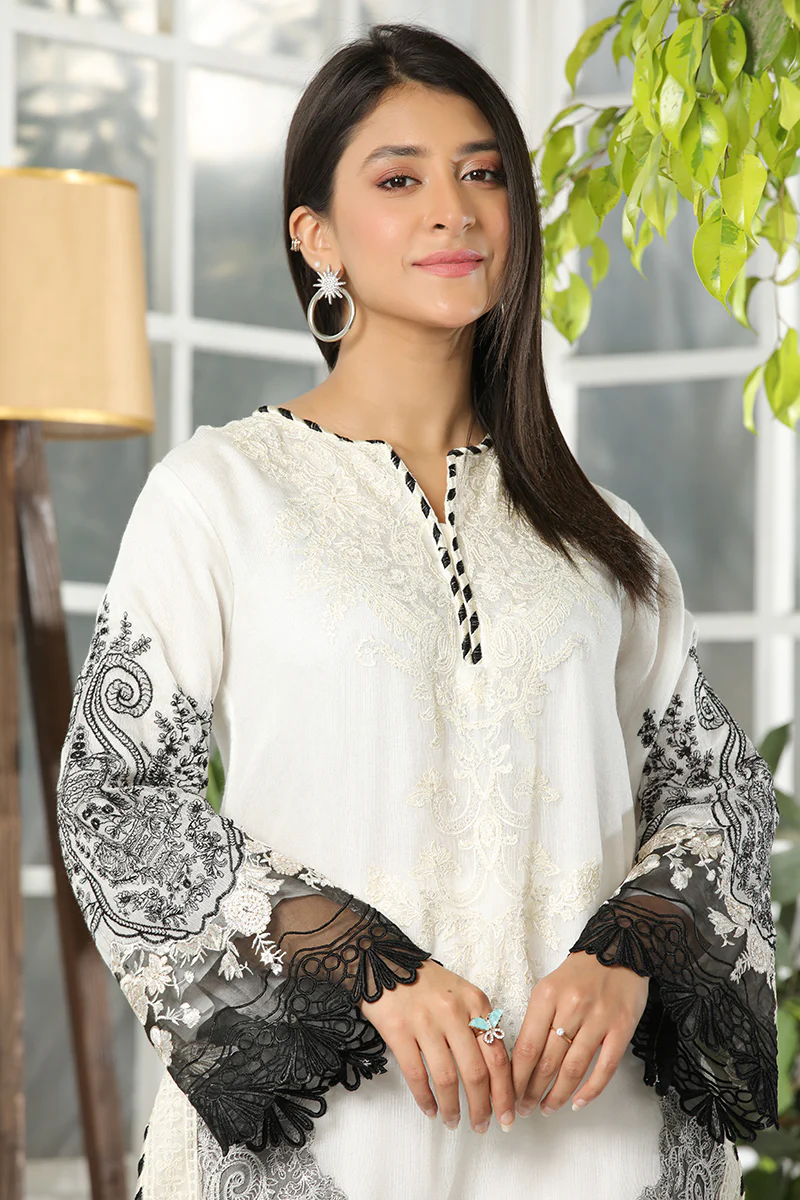 Motif Cotton Net Embroidered Suit-138 - Image 5