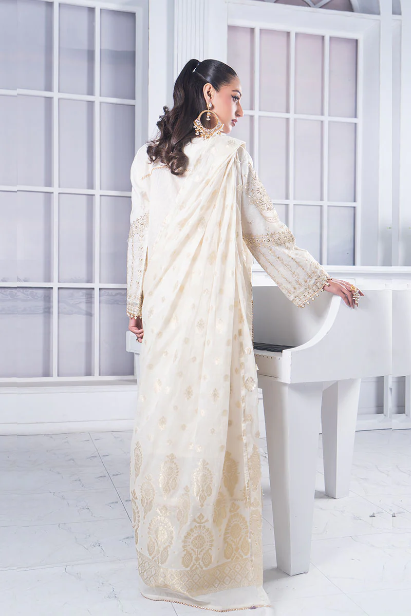 Motif Cotton Net Embroidered Suit-3846 - Image 5