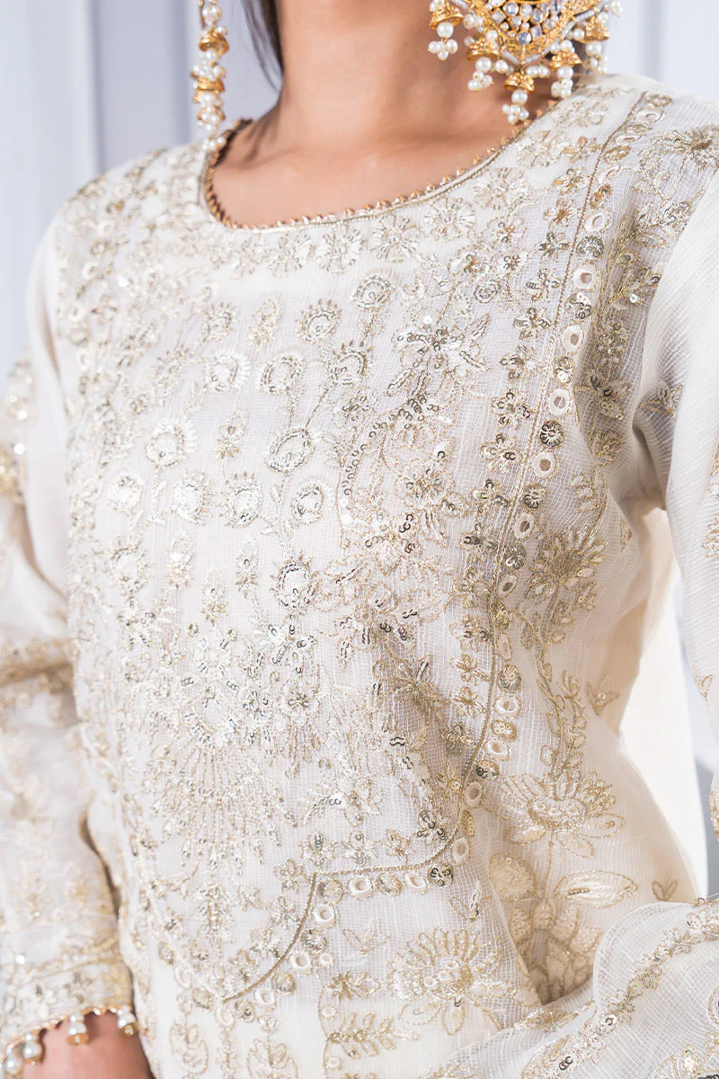 Motif Cotton Net Embroidered Suit-3846 - Image 6