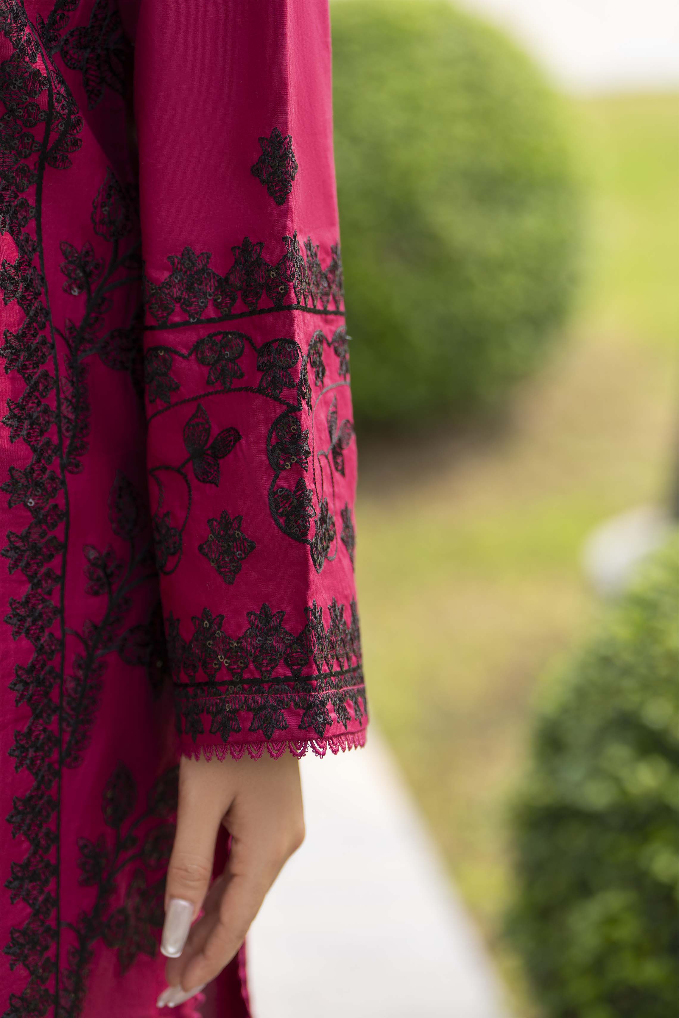 Motif Cotton Sequence Embroidered Suit-3808 - Image 4