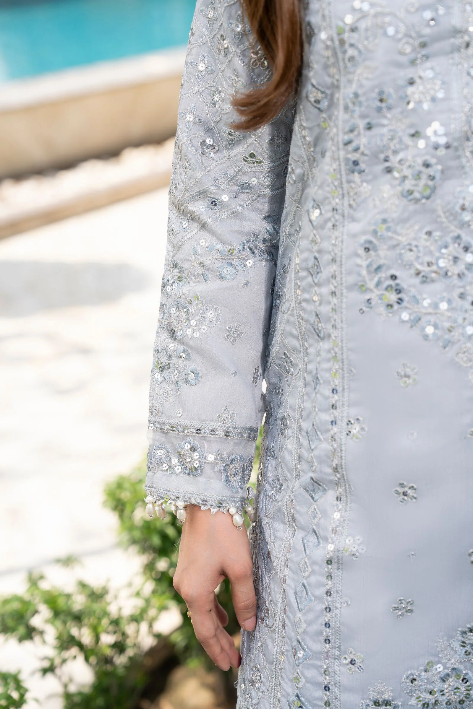 Motif Cotton Silk Embroidered Suit-4063 - Image 5