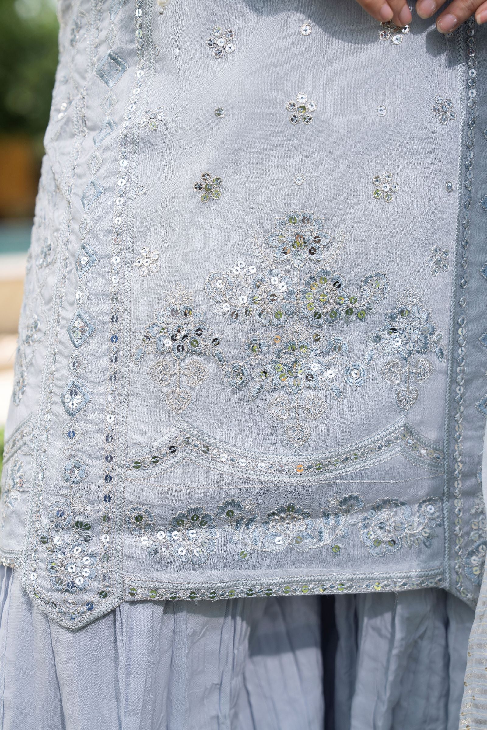 Motif Cotton Silk Embroidered Suit-4063 - Image 6