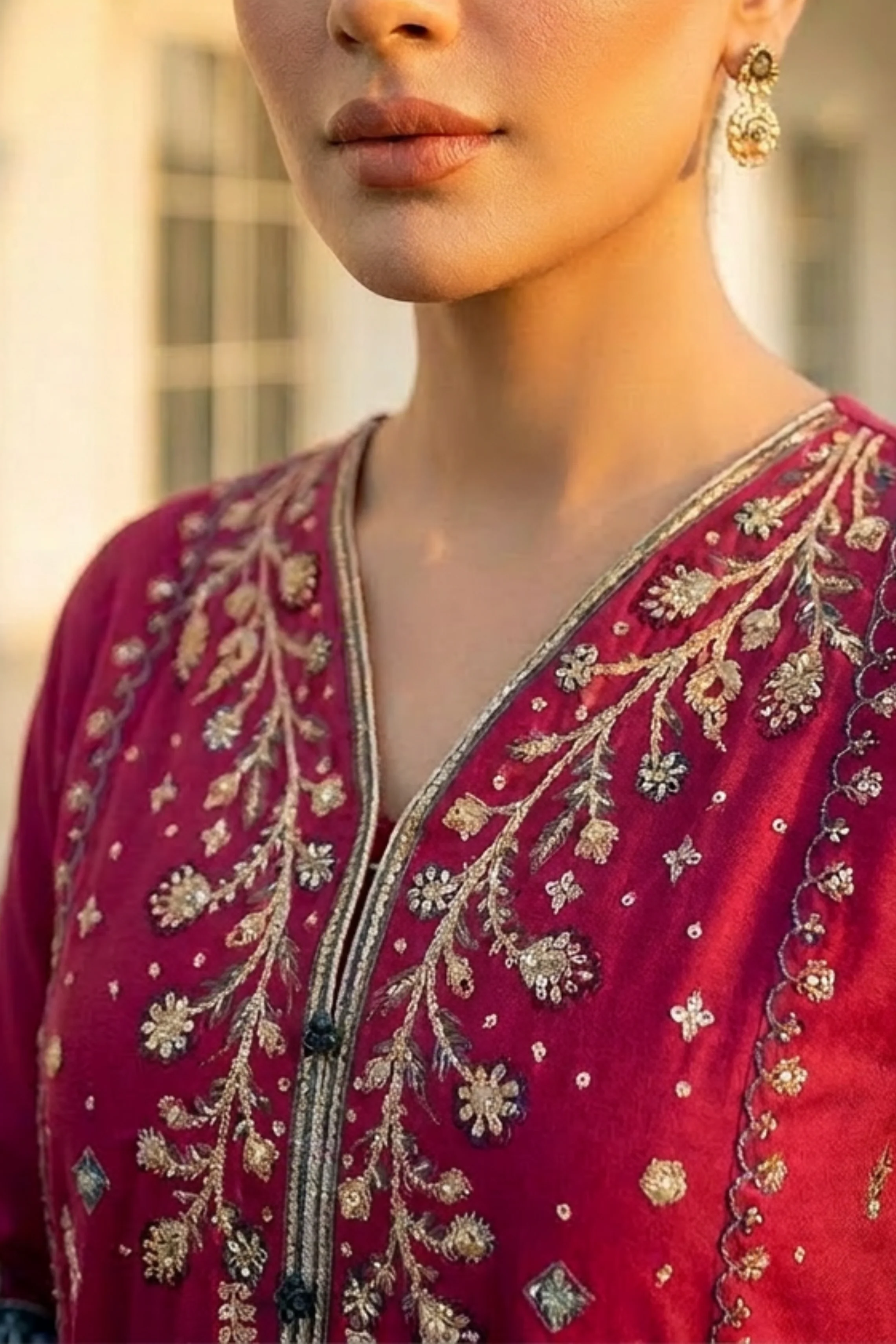Motif Embroidered Cambric Suit-014 - Image 2