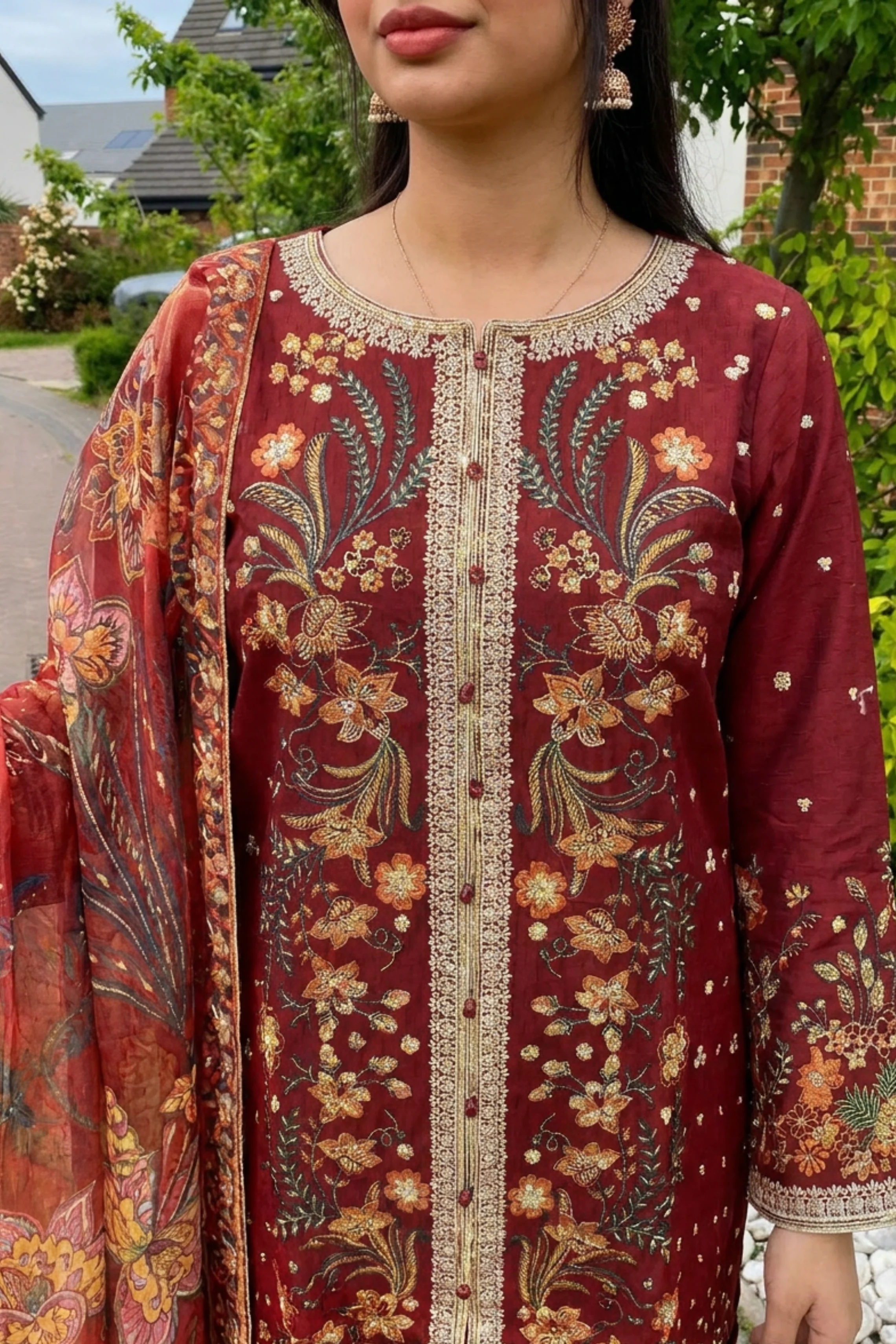 Motif Embroidered Jacquard Suit-004 - Image 2