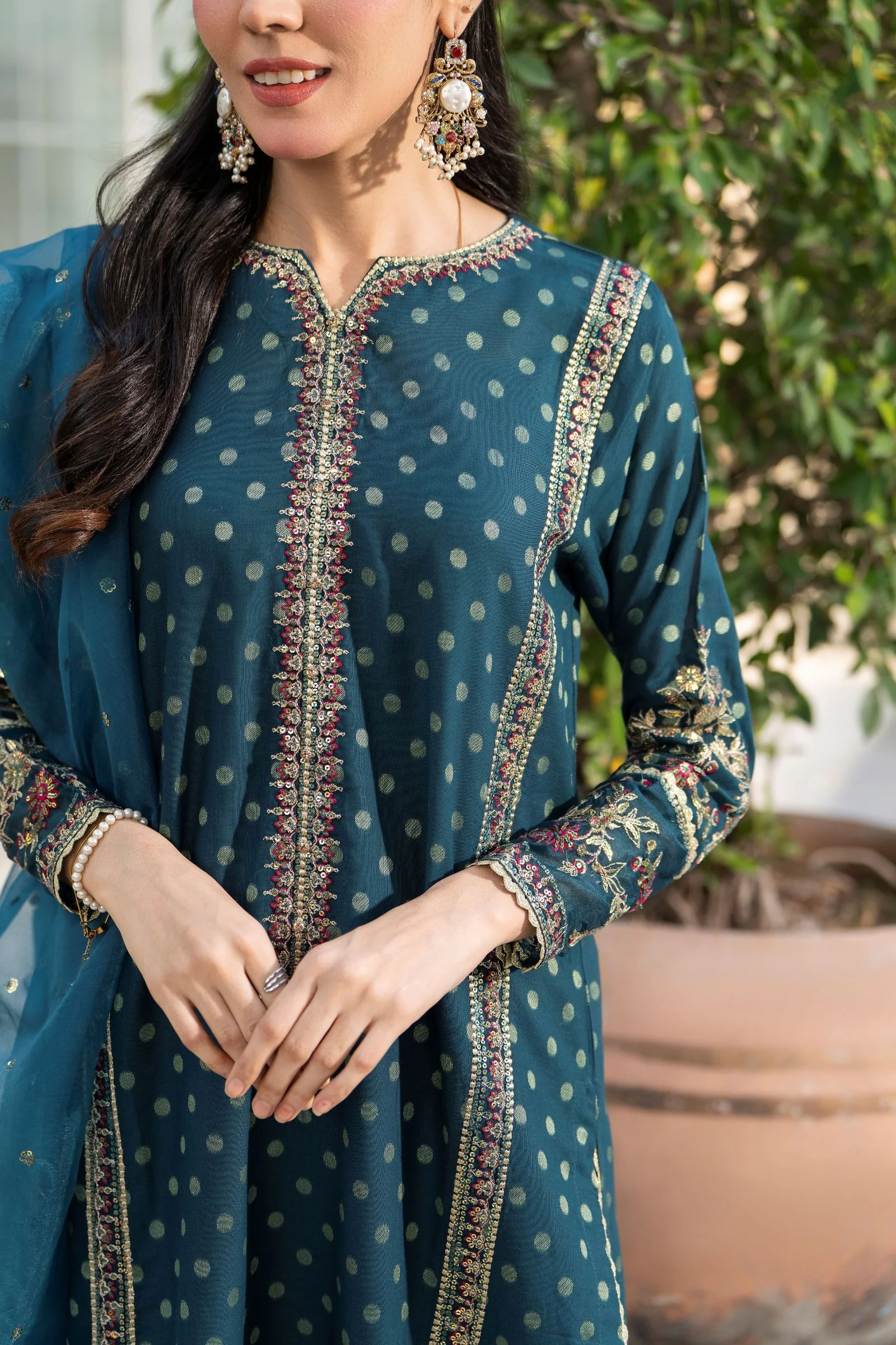 Motif Embroidered Jacquard Suit-011 - Image 2