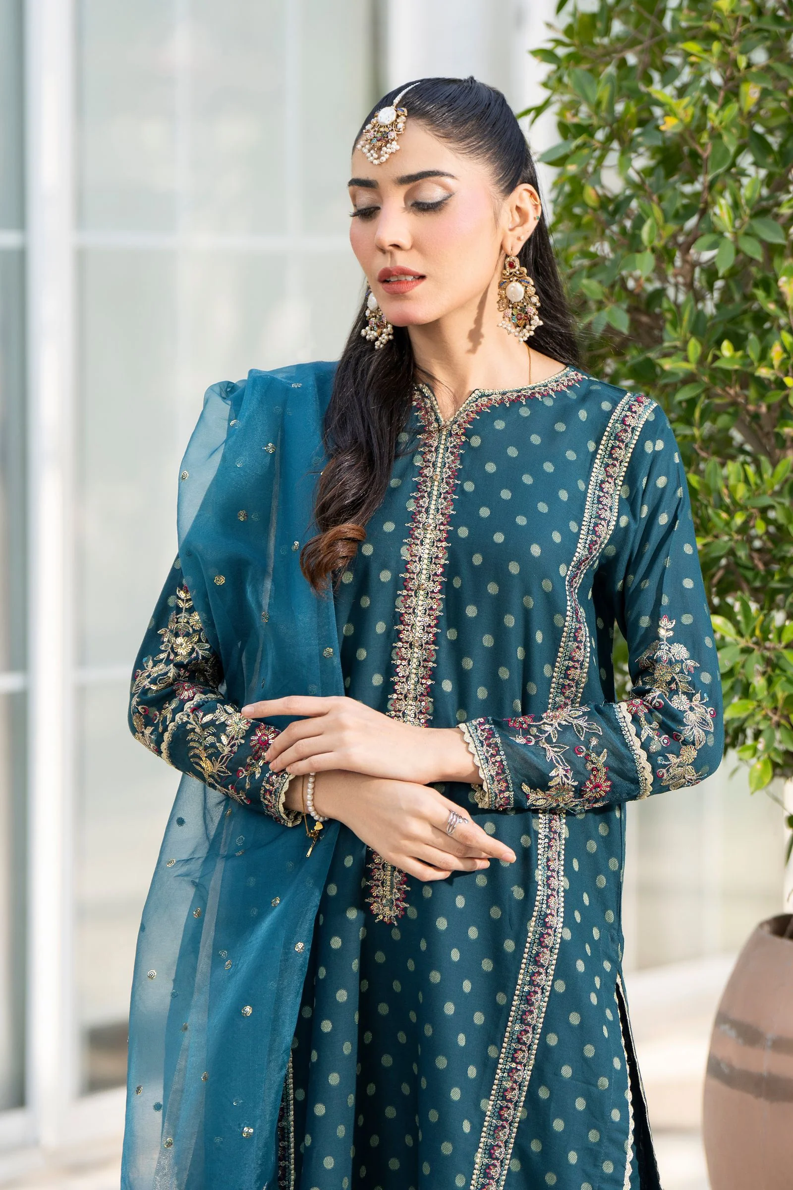 Motif Embroidered Jacquard Suit-011 - Image 5