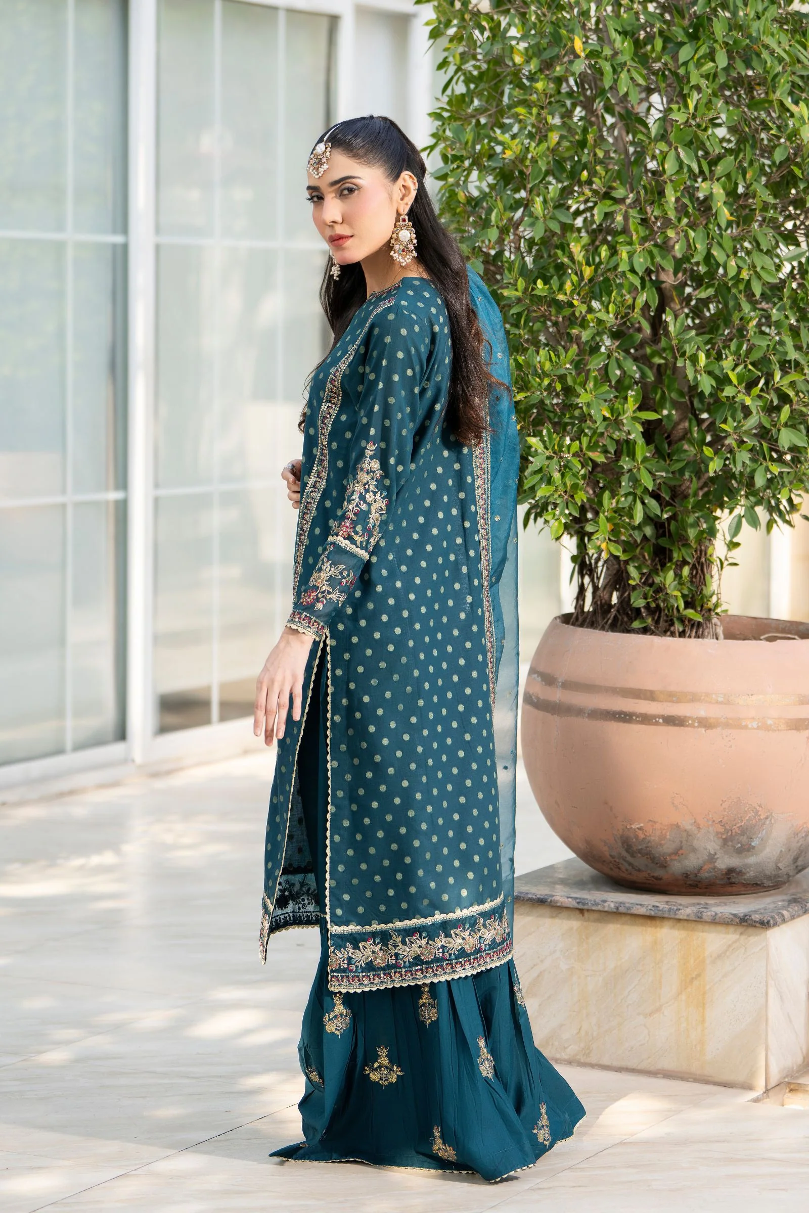 Motif Embroidered Jacquard Suit-011 - Image 6