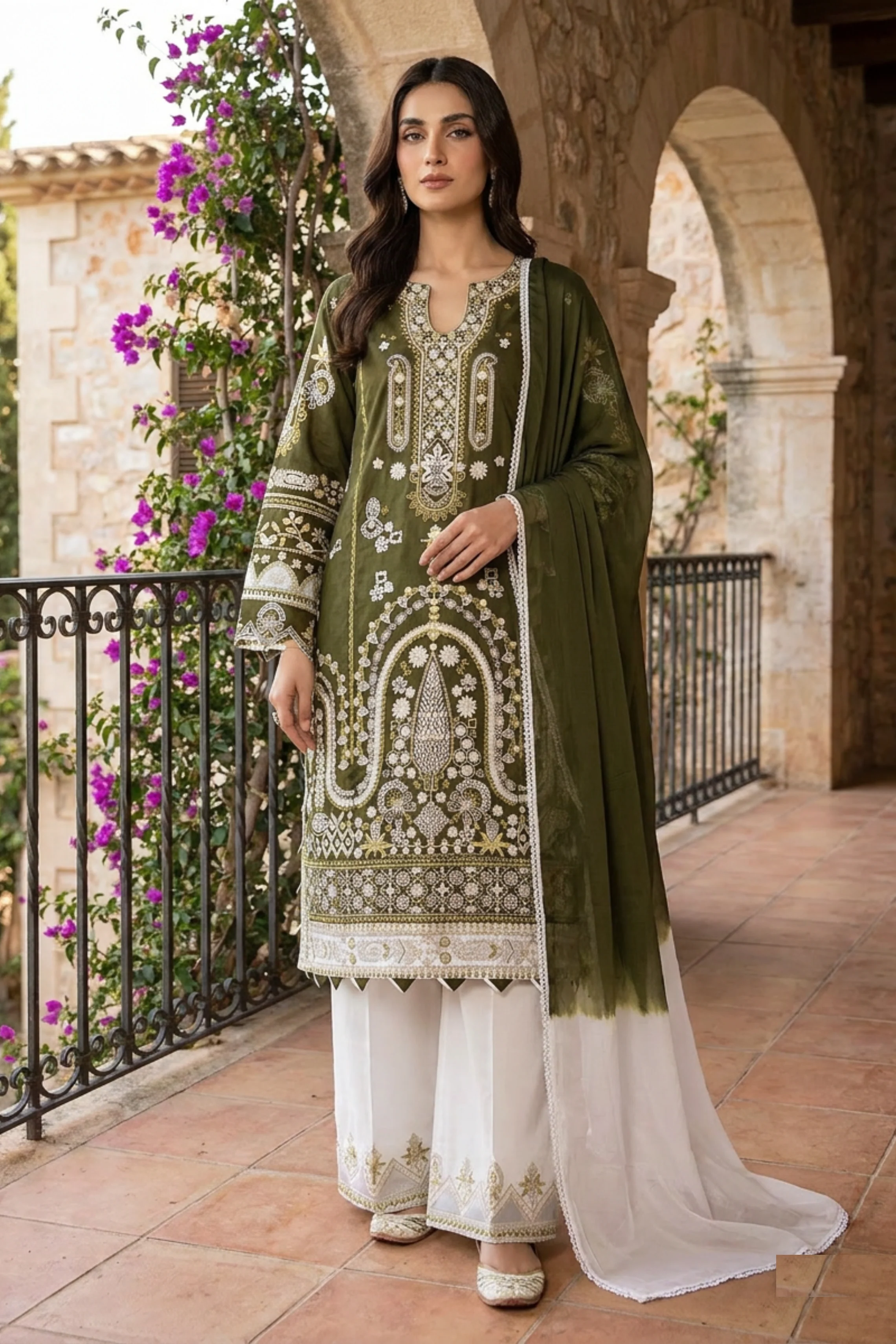 Motif Embroidered Jacquard Suit-018