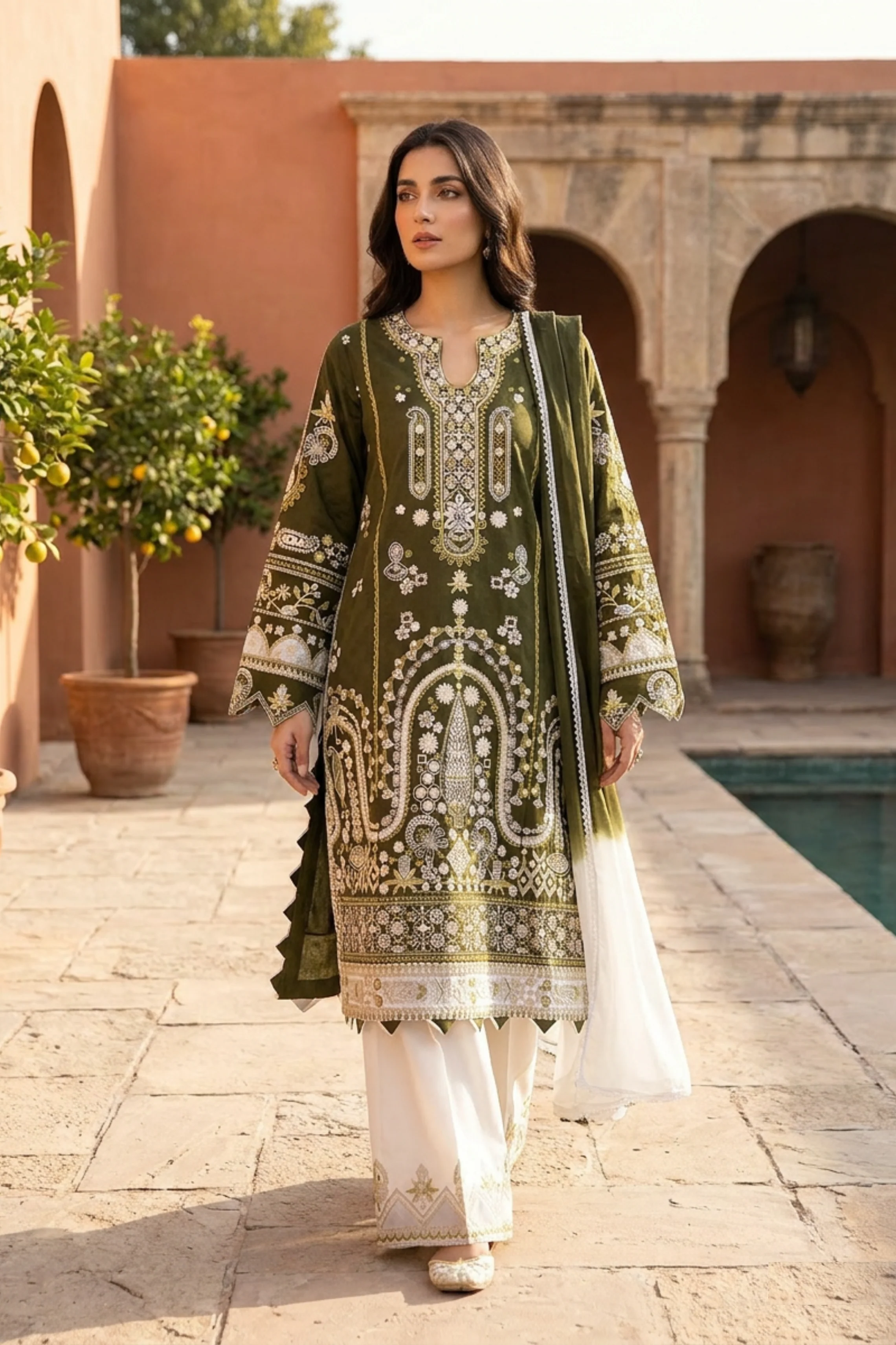 Motif Embroidered Jacquard Suit-018 - Image 2