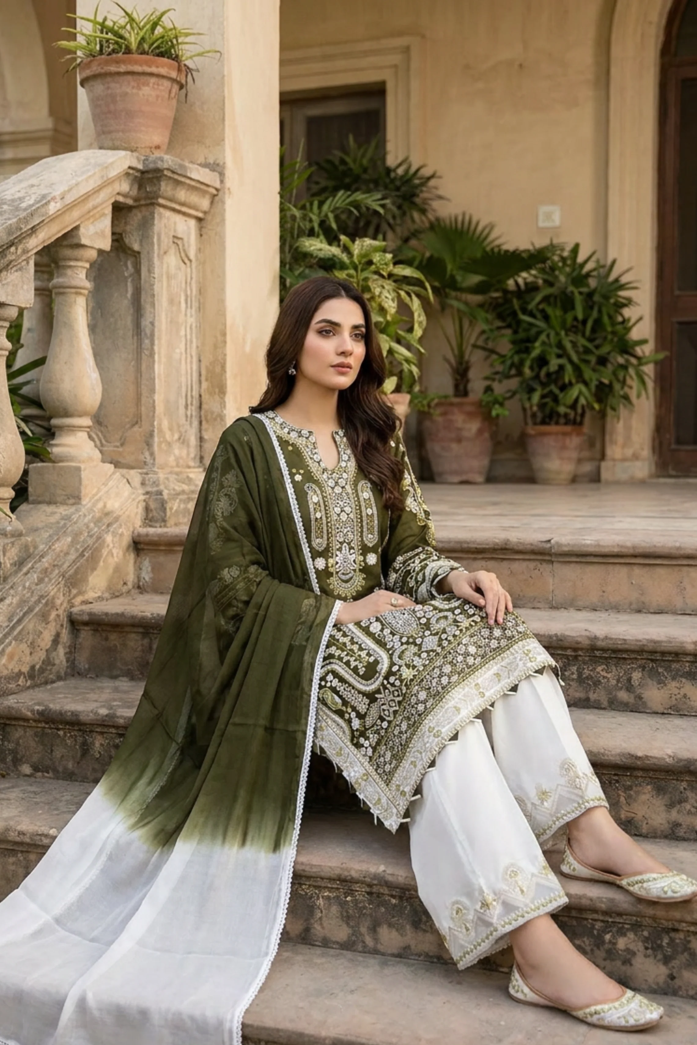 Motif Embroidered Jacquard Suit-018 - Image 3