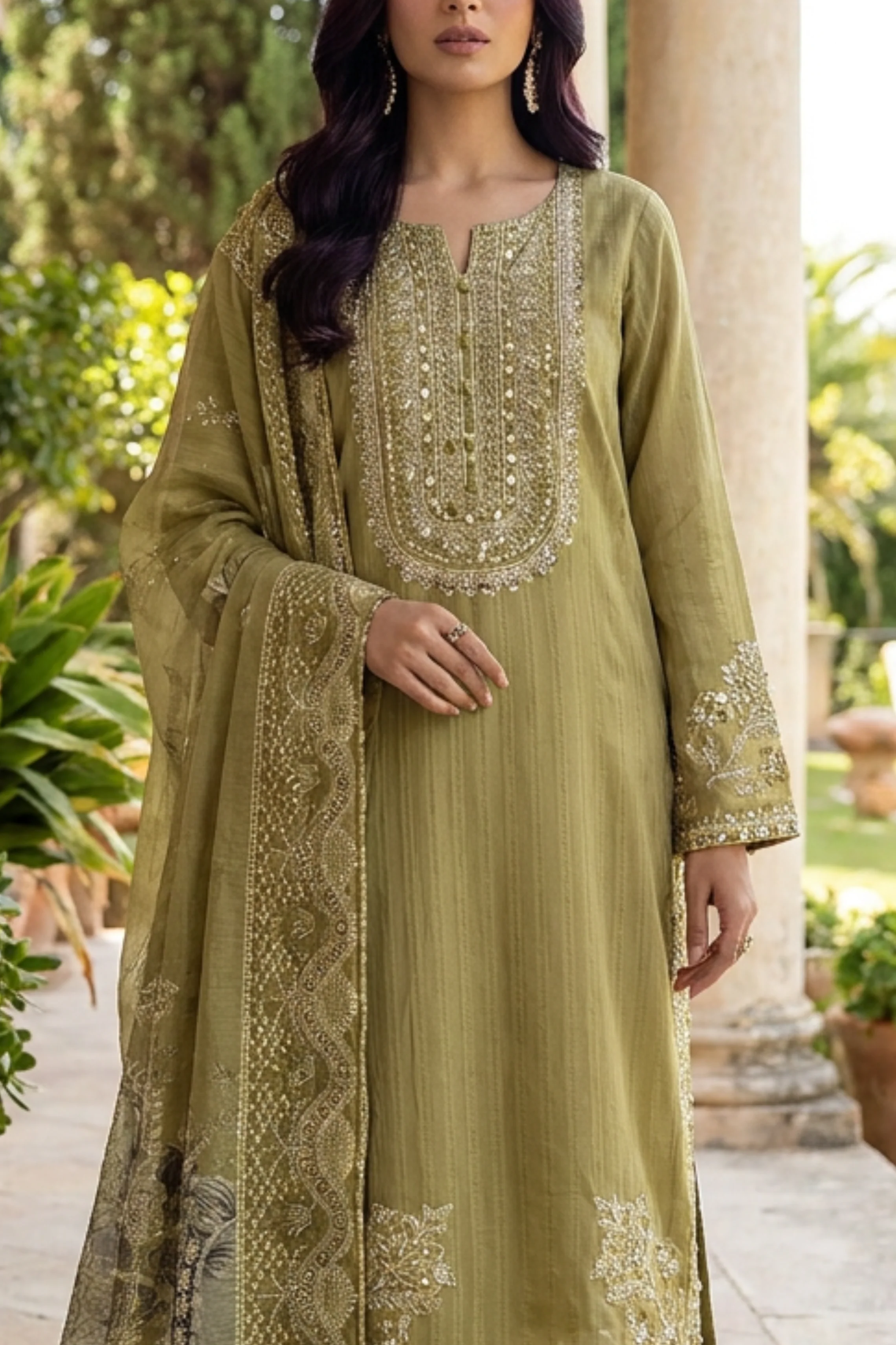 Motif Embroidered Lawn Suit-4030 - Image 2