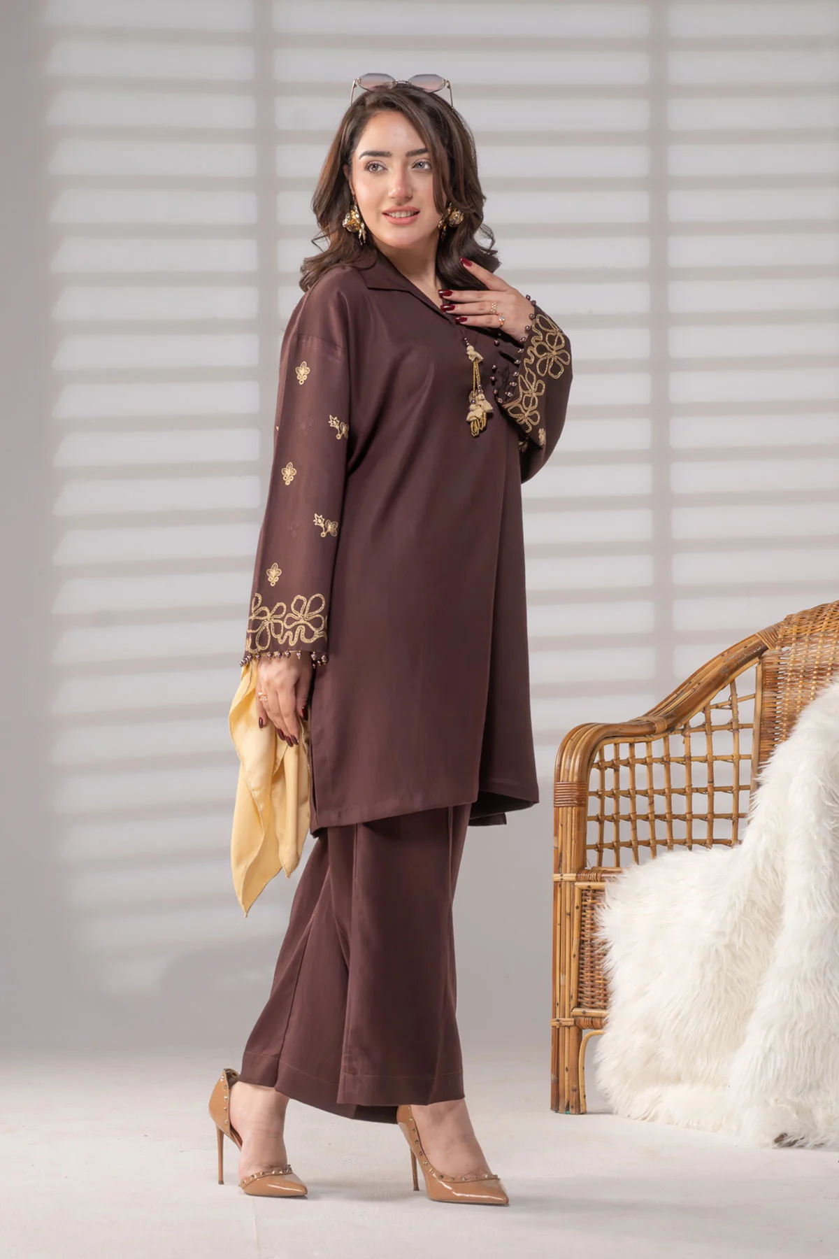 Motif Embroidered Marina Suit-3943 - Image 5