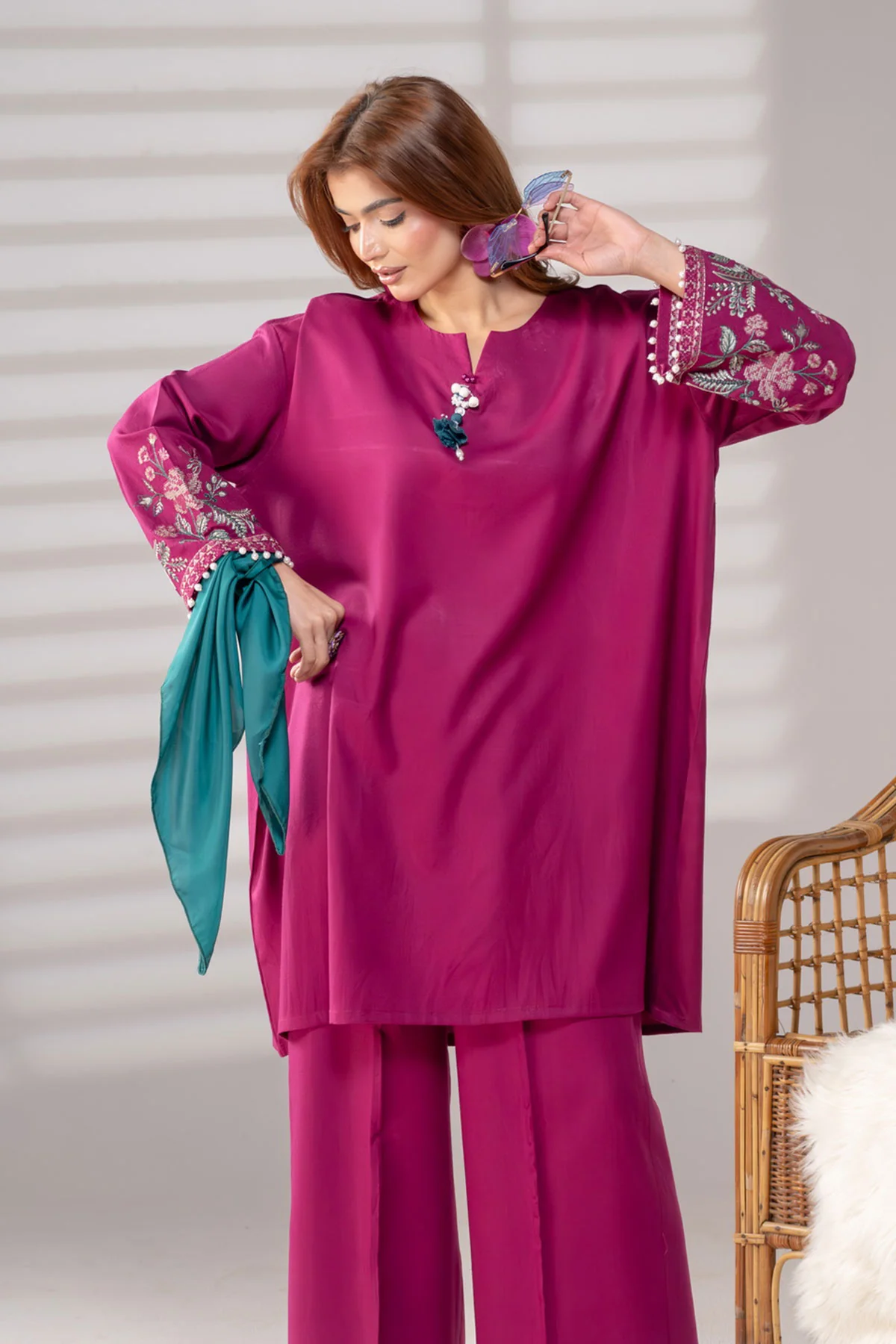 Motif Embroidered Marina Suit-3944 - Image 3
