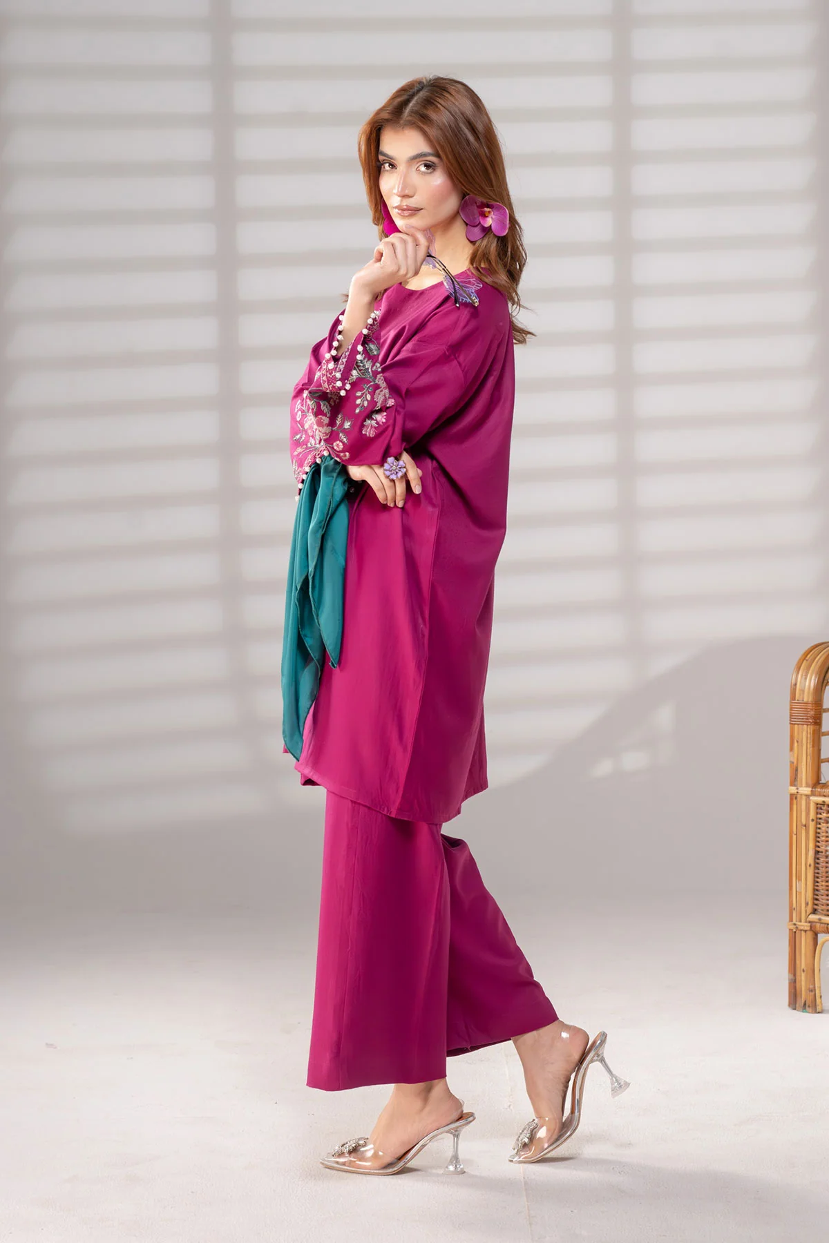 Motif Embroidered Marina Suit-3944 - Image 4
