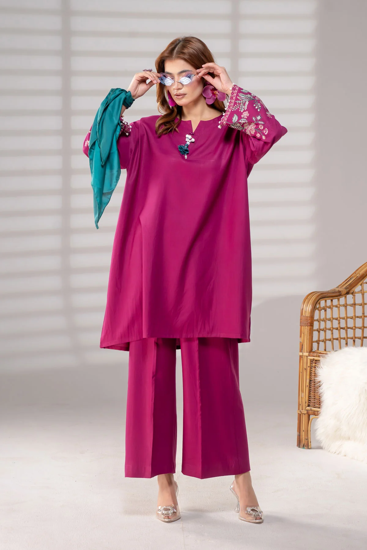 Motif Embroidered Marina Suit-3944 - Image 6