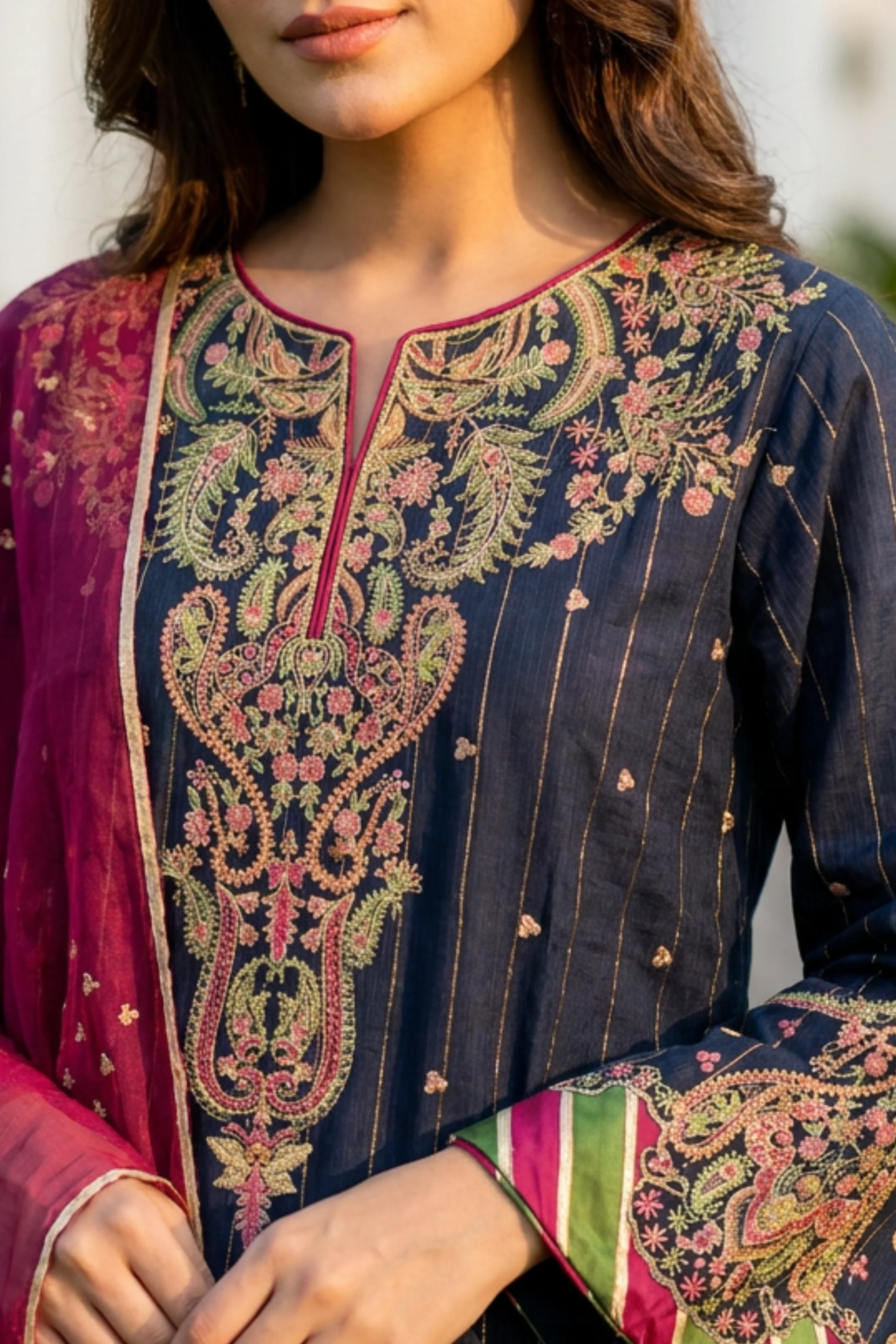 Motif Embroidered Mesoori Suit-006 - Image 2