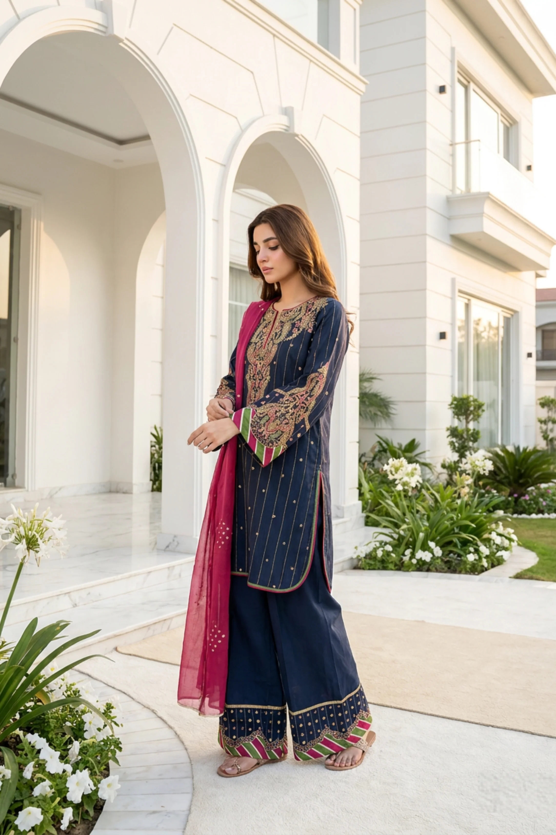 Motif Embroidered Mesoori Suit-006 - Image 3