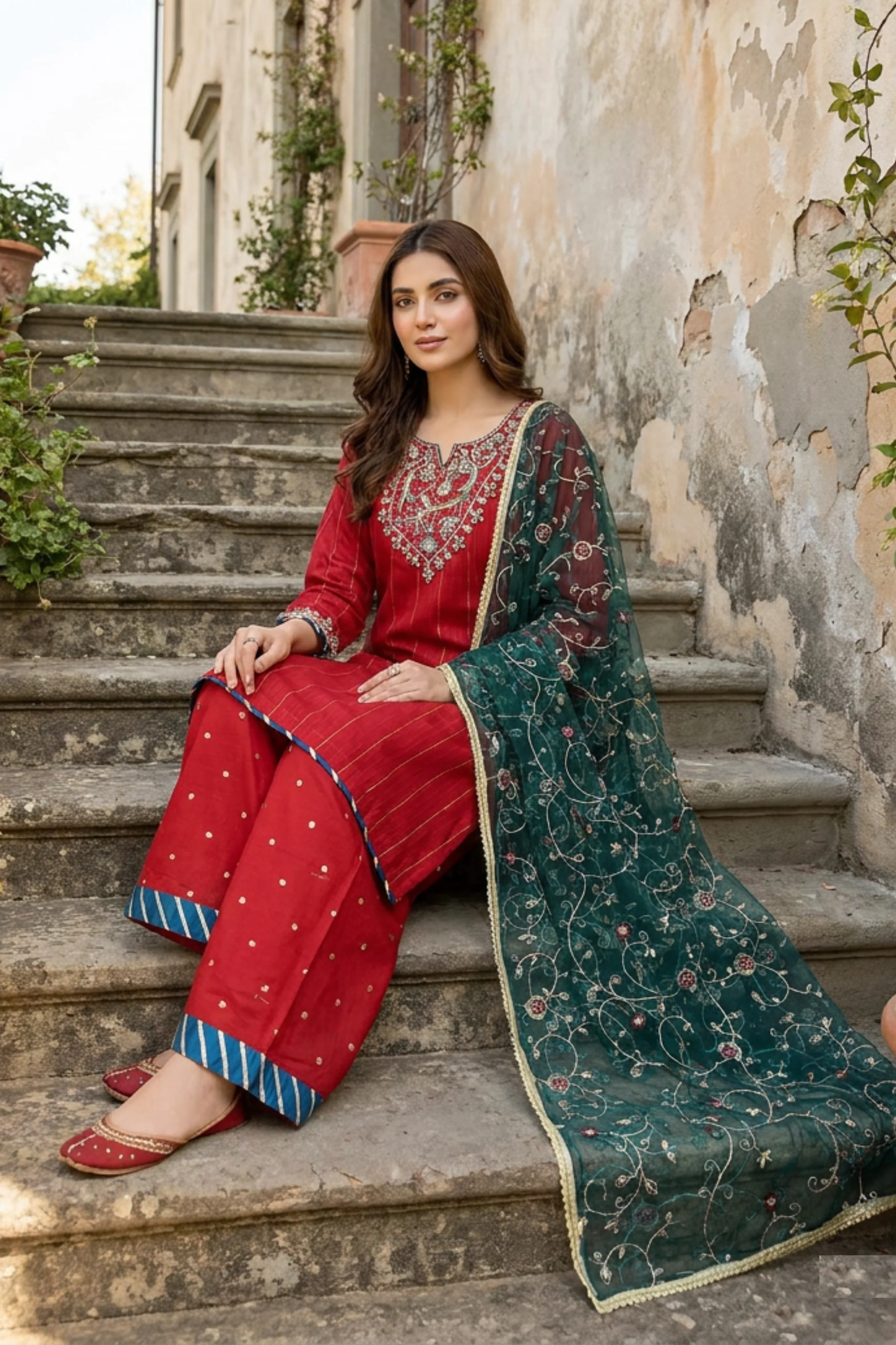 Motif Embroidered Mesoori Suit-026 - Image 3