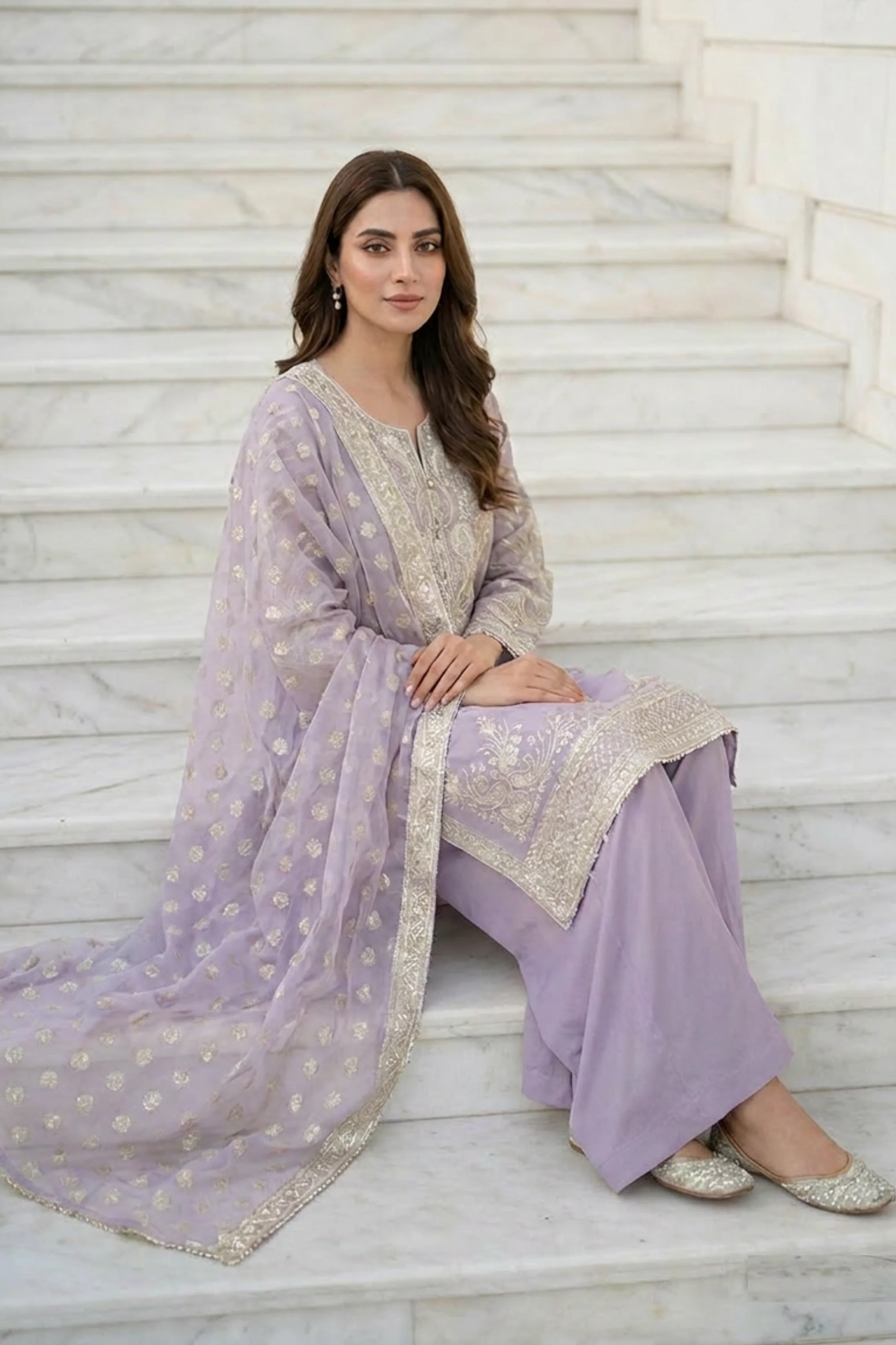 Motif Embroidered Viscose Suit-4033 - Image 4