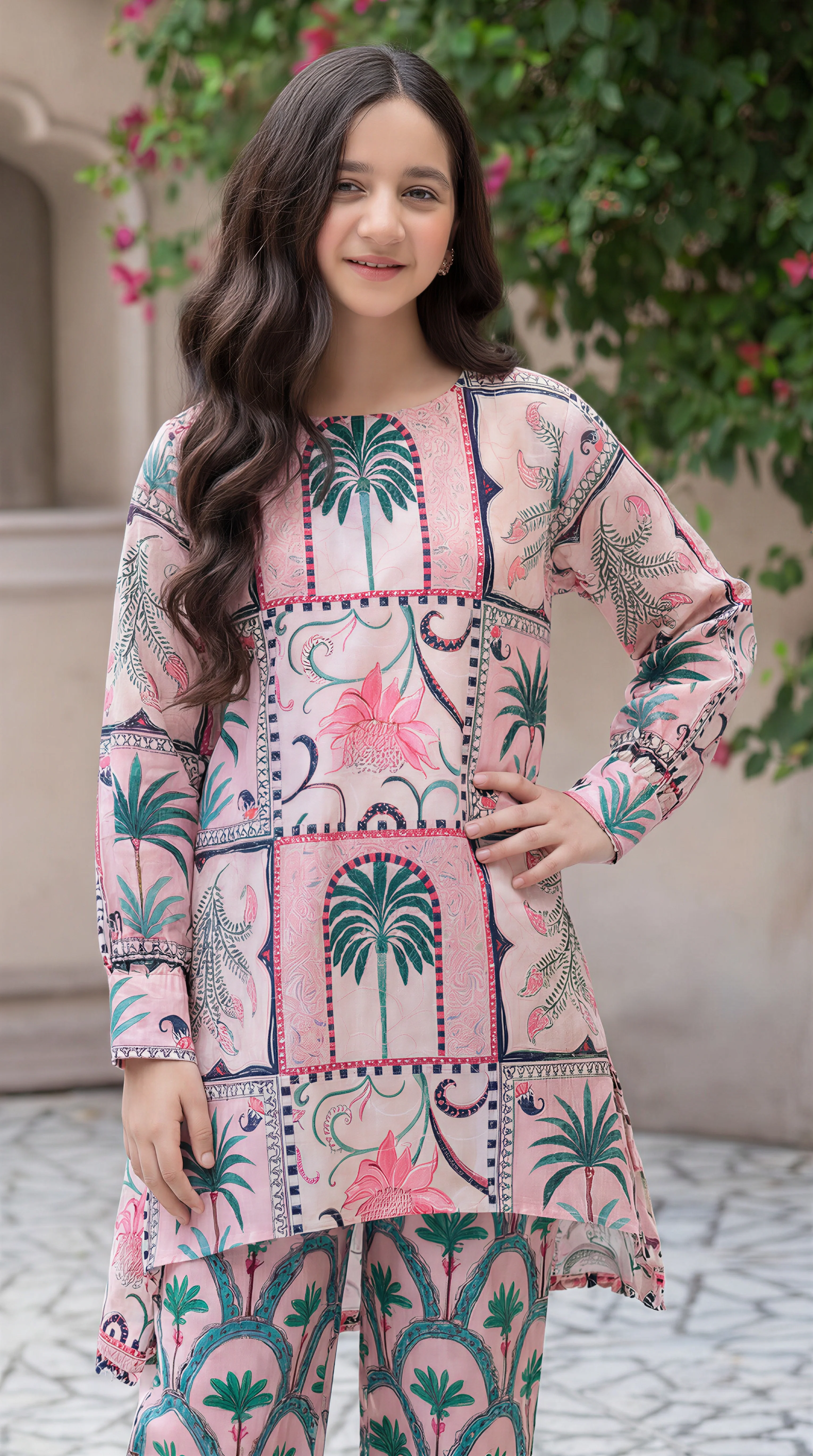 Motif Girls Cambric Printed Co-Ord Set-002 - Image 2