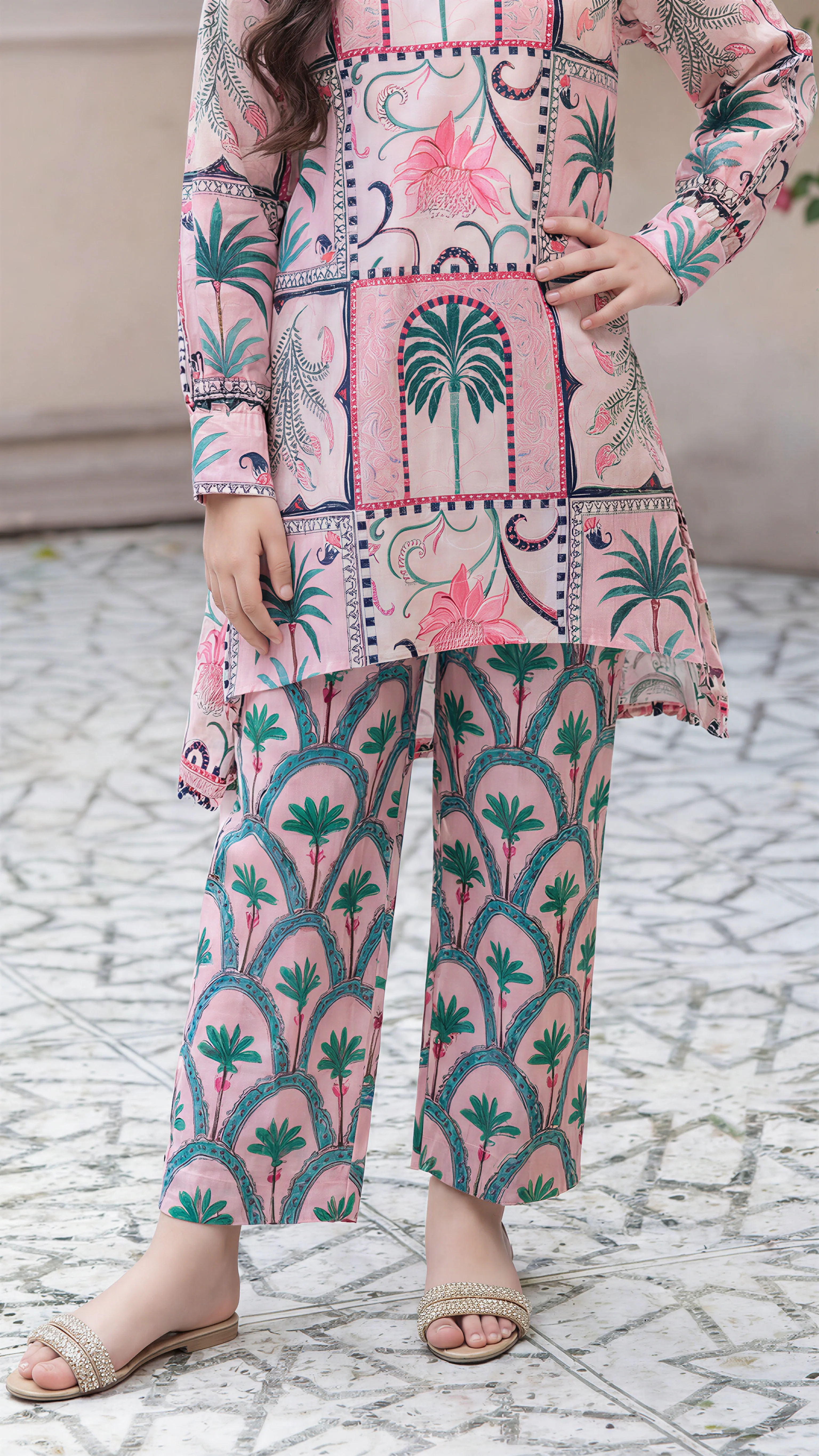 Motif Girls Cambric Printed Co-Ord Set-002 - Image 4