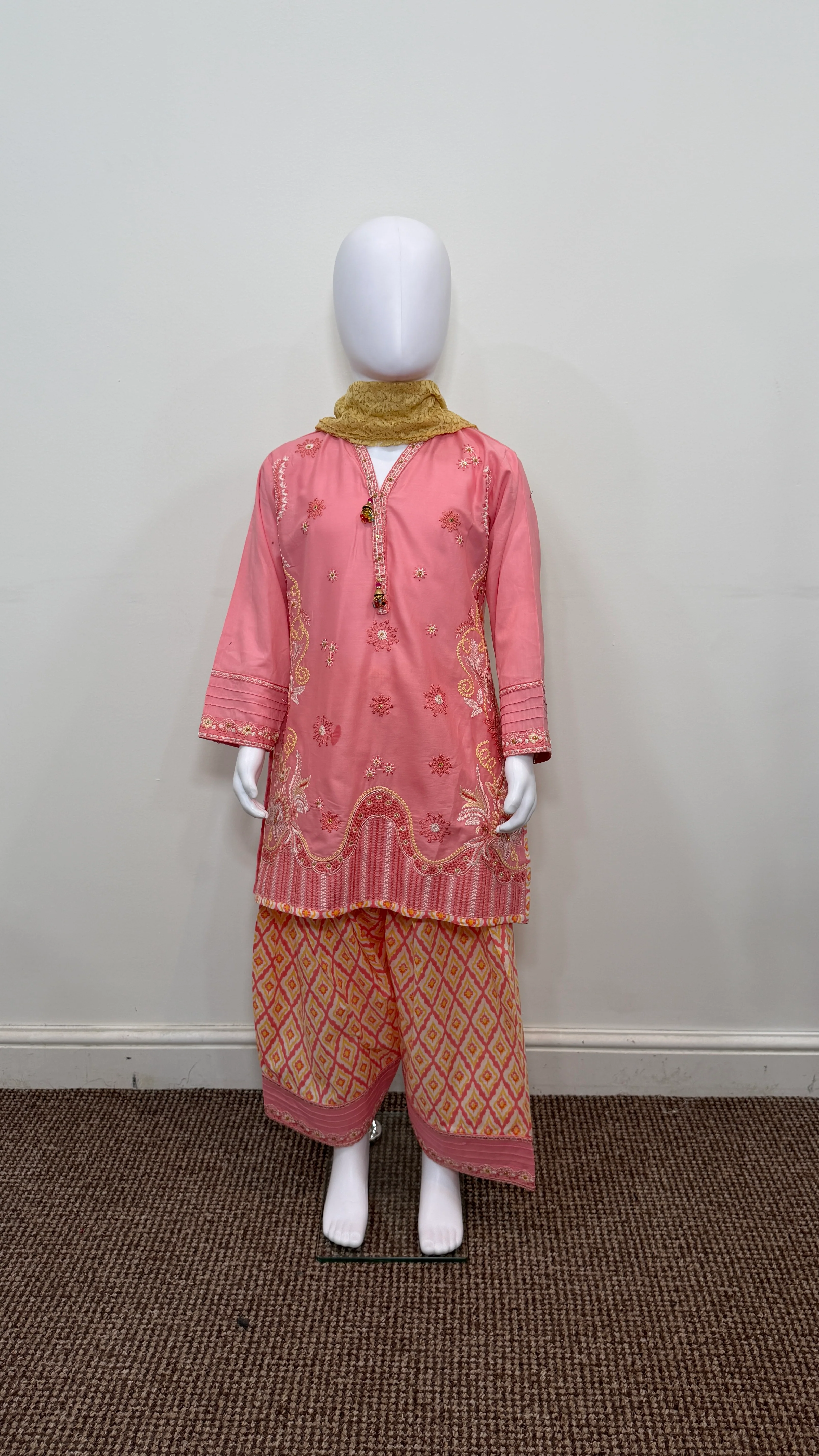 Motif Girls Cotton Embroidered Suit-26403 - Image 2