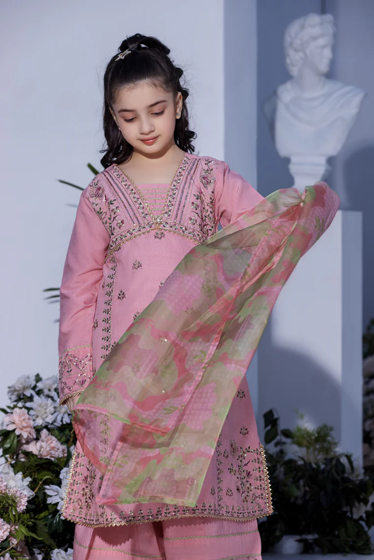 Motif Girls Cotton Embroidered Suit-554 - Image 2