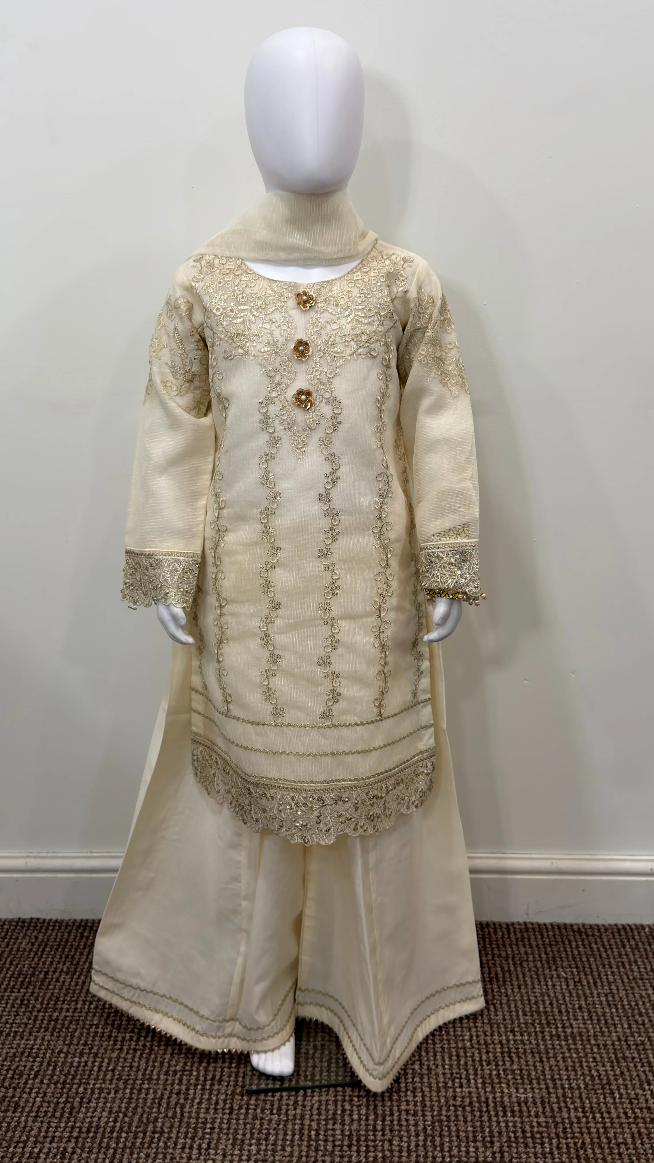 Motif Girls Cotton Embroidered Suit-676
