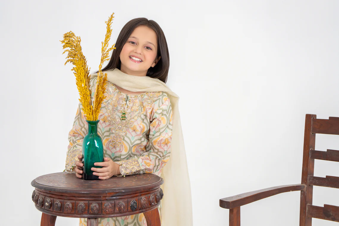 Motif Girls Cotton Silk Embroidered Suit-584 - Image 6